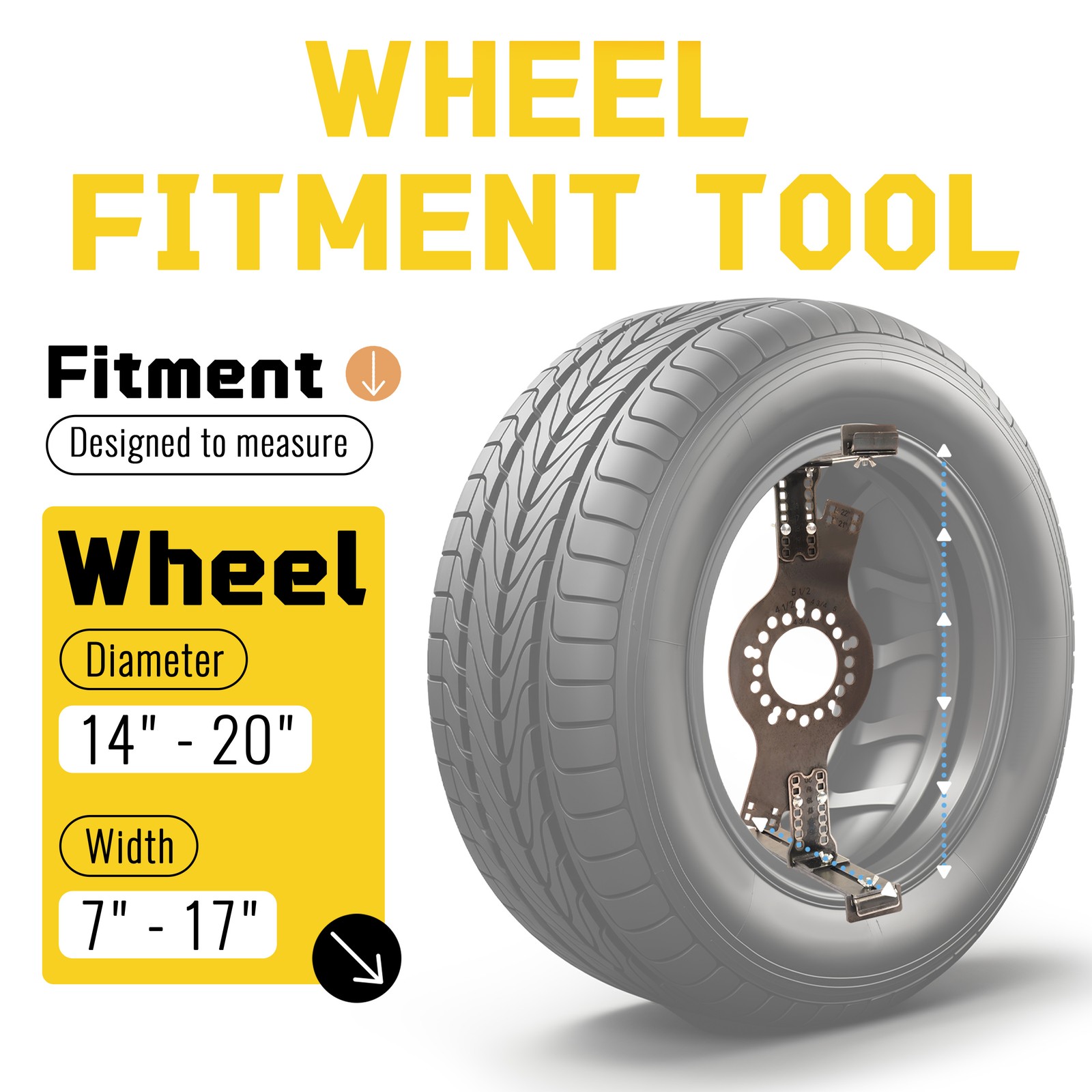 14″-22″ Wheel Fitment Simulator Tool Tire Test Size For Measuring Mockup 5-Lug