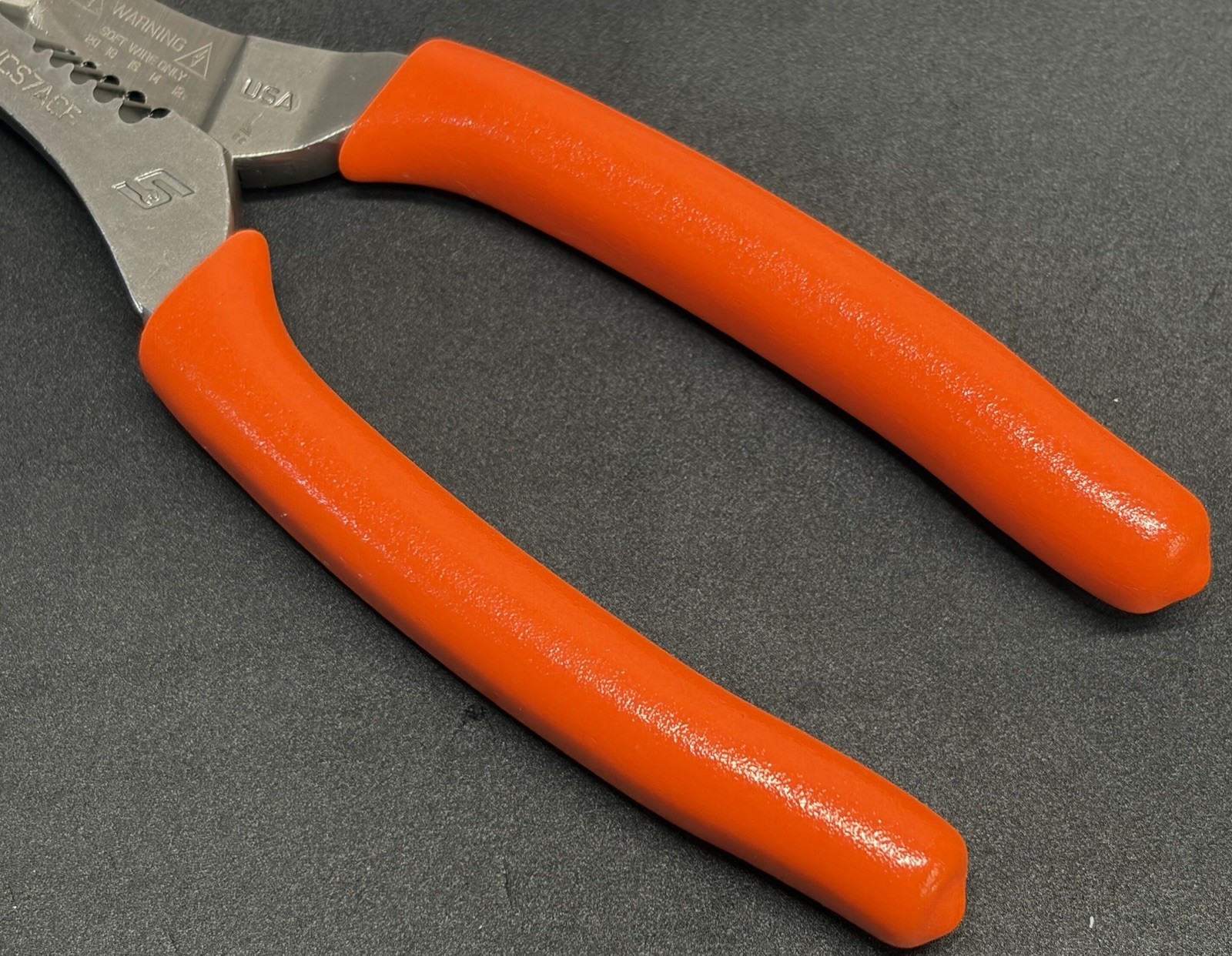 NEW! Snap On ORANGE Talon Grip 7″ Wire Stripper Cutter Terminal Crimper PWCS7ACF