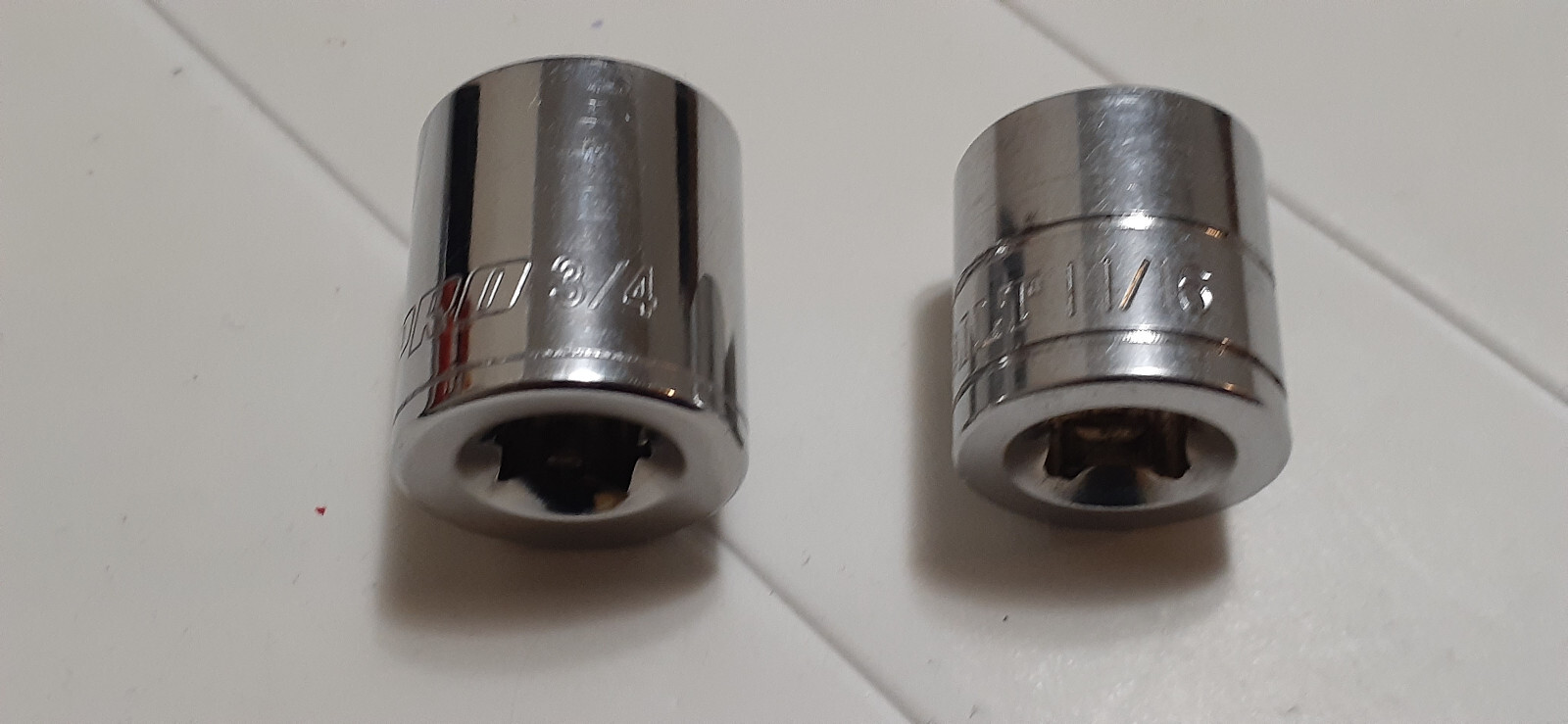 2x Durabuilt 11/16” & TEQ PRO 3/4» 3/8» Drive 12 Point Shallow Socket SAE