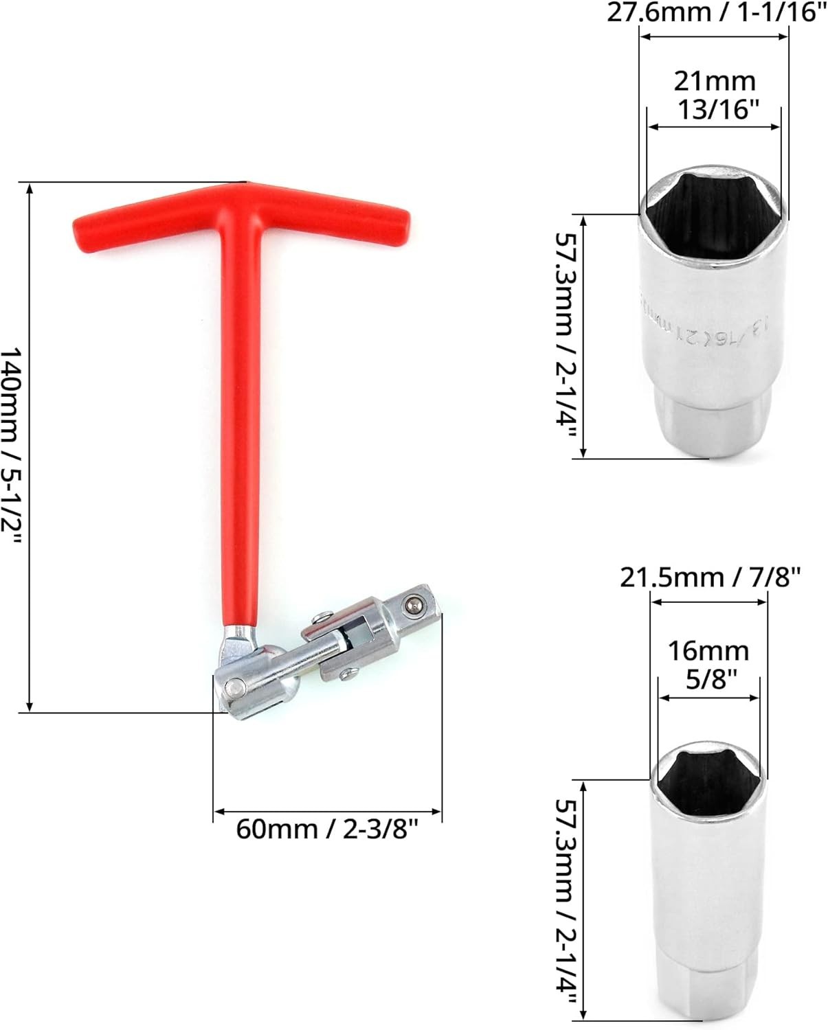 Lightweight Alloy Steel Spark Plug Socket Wrench – 360° Rotation, 5/8″ & 13/16″