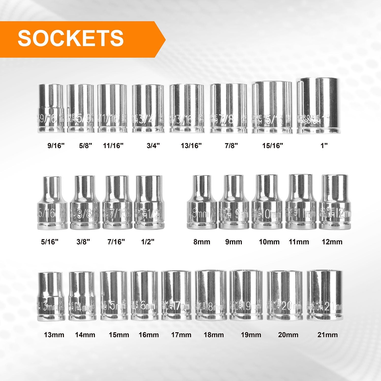 WORX 30PC 1/2″ DR. 6 POINT SOCKET SET