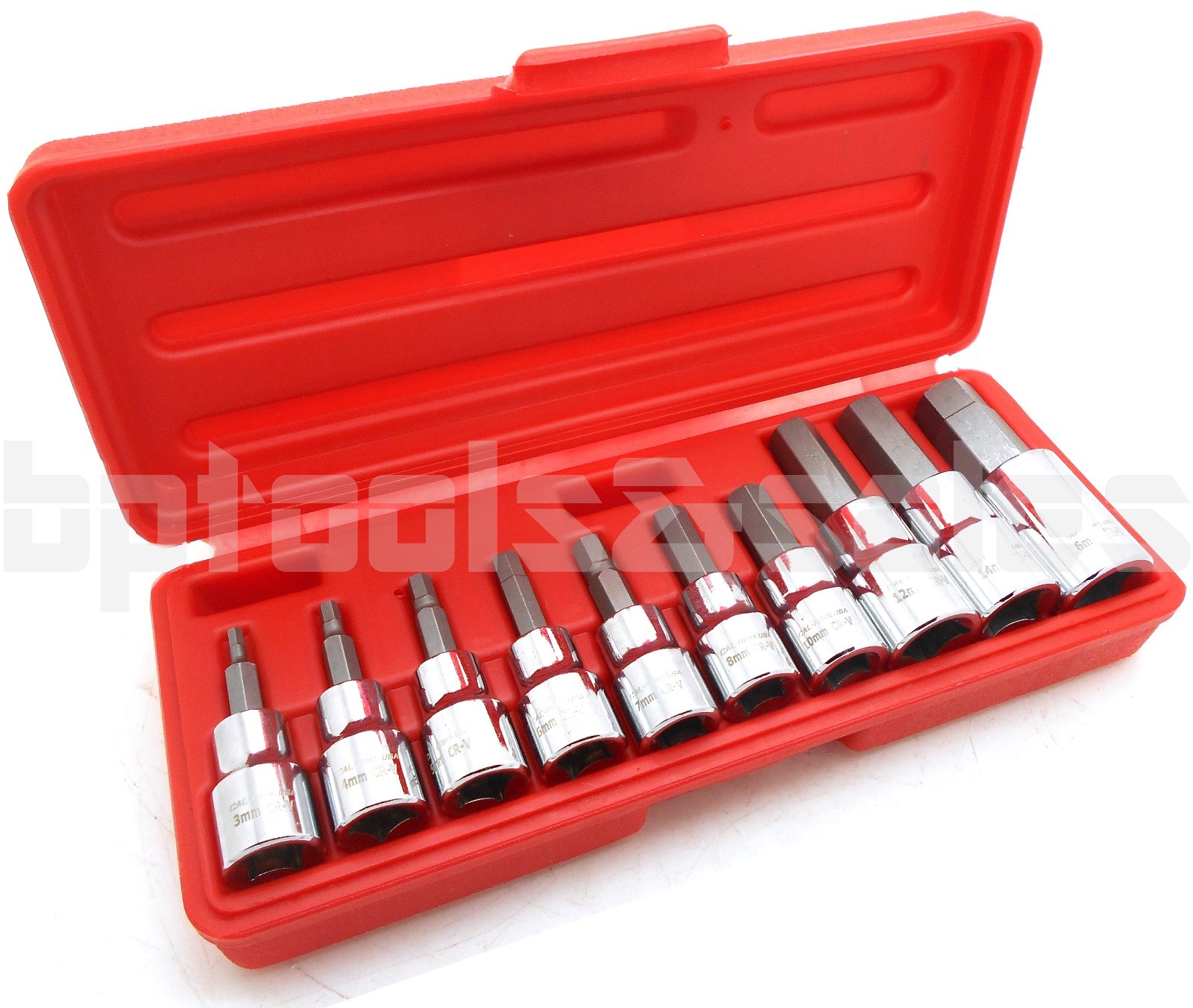 10pc 3/8″ & 1/2″ Drive Hex Key Allen Head (METRIC) Socket Bit Set 3-16 MM