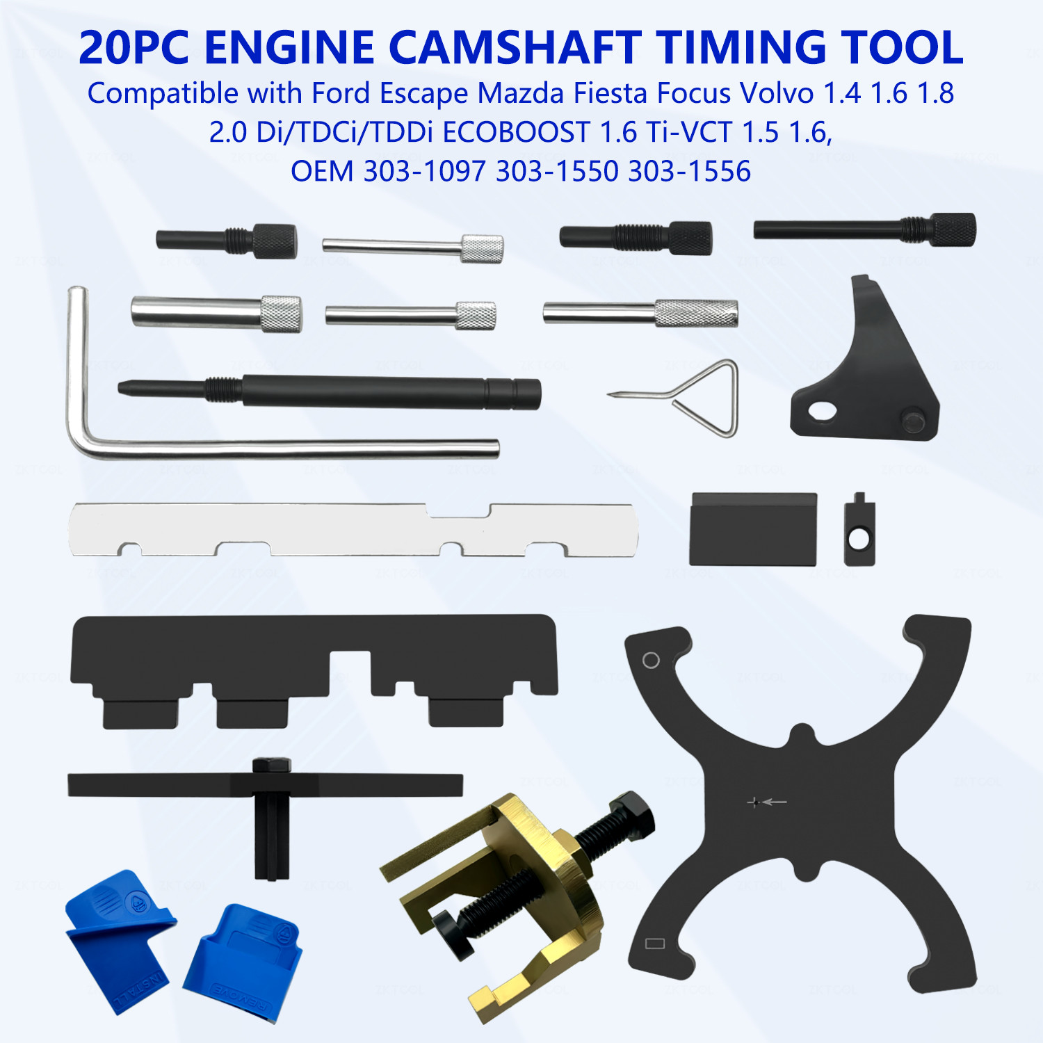 20PC Engine Timing Tool Kit for Ford Mazda Camshaft 1.4 1.6 1.8 2.0 Di/TDCi/TDDi