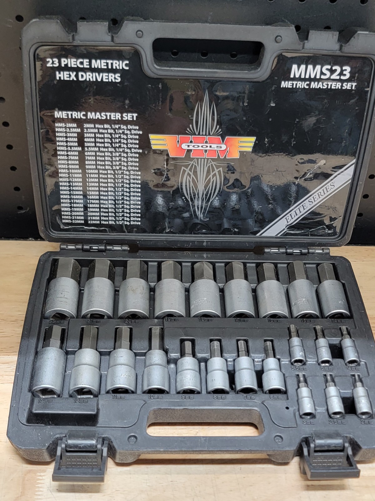 Vim Tools MMS23 23 Pc 2-22MM Metric Hex Drivers Master Set S2 Steel Elite Series