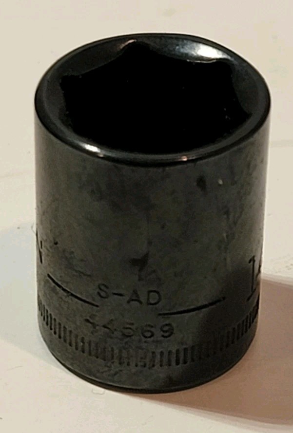 Vintage Black Chrome Craftsman 14mm 6PT 3/8″ Drive Shallow Socket S-AD #44569