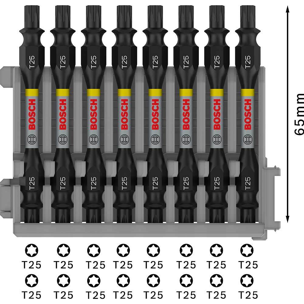 Bosch PRO Impact Torx Screwdriver Bit T25 65mm Pack of 8