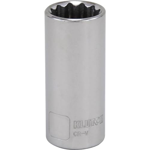 Klutch 3/8in.-Drive Deep Socket, 12-Pt., Metric, 17mm, Chrome Vanadium Steel