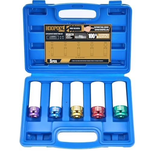 5-Piece Deep Impact Lug Nut Socket Set 15mm 17mm 19mm 21mm 22mm Thin Wall with S
