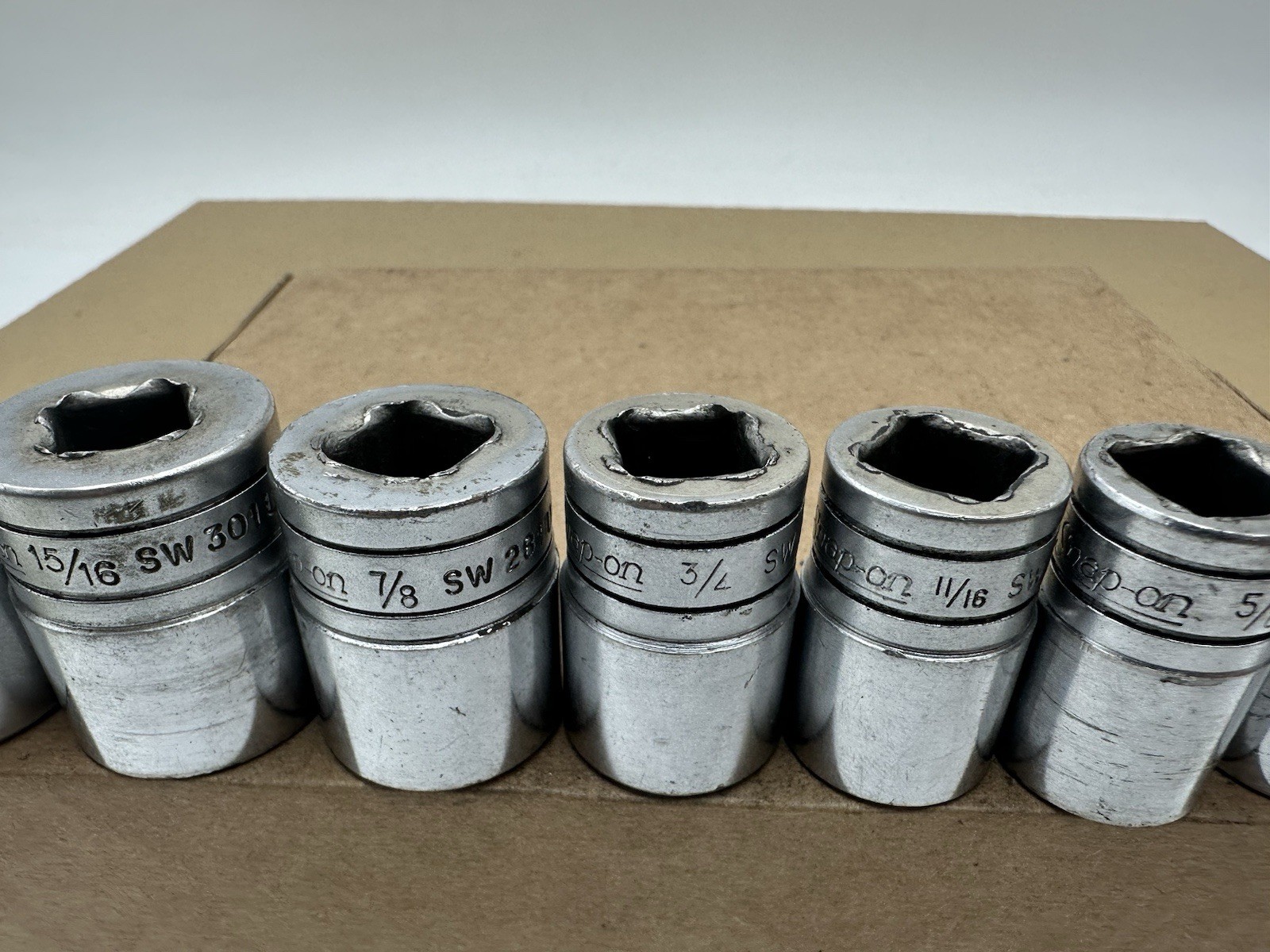 Snap-On Socket Set 1/2″ Drive 1/2″ to 1″ 8 Pcs SW161 – SW321 Vintage Made USA