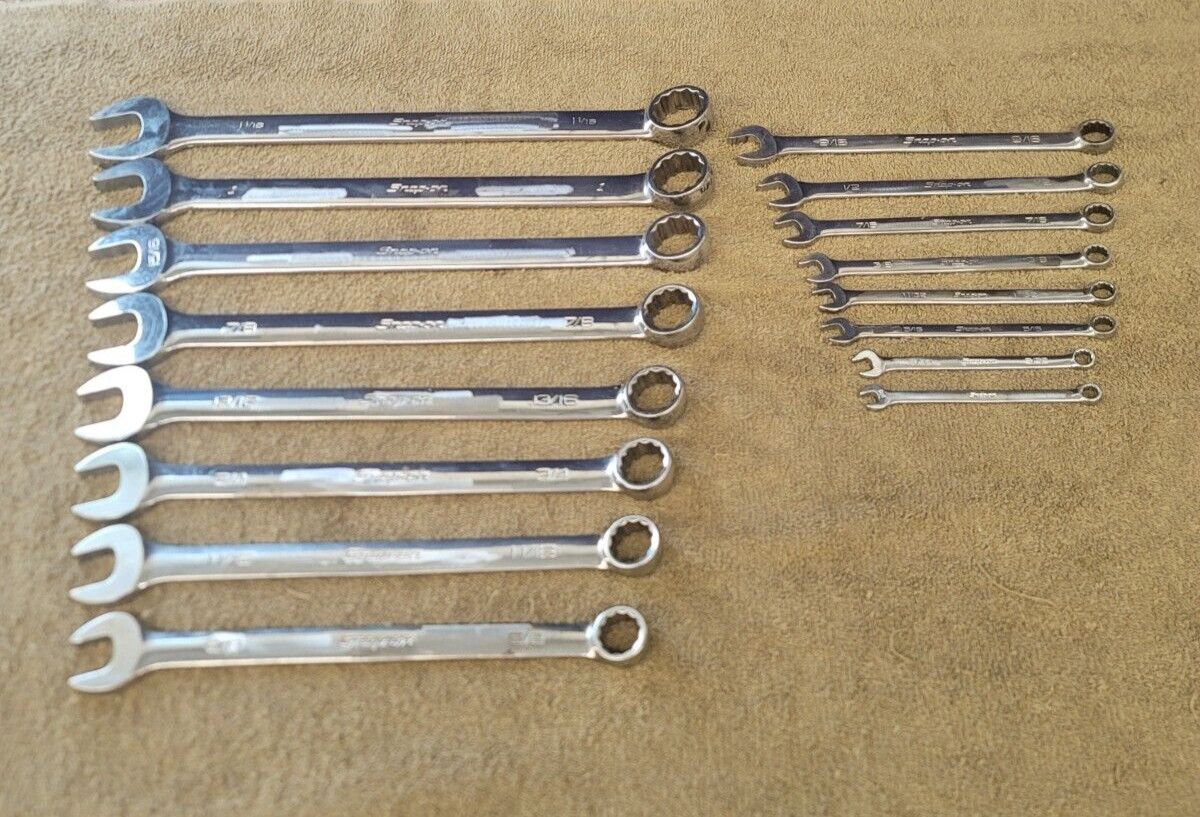 Snap on OEX Combination Wrench Set Sae 1-1/16 1 15/16 7/8 13/16 3/4 9/16 3/8 1/4