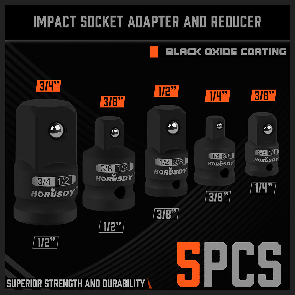 5-pack 3/8″ 1/4″ 1/2″ 3/4″ Drive Ratchet Socket Adapter Reducer Air Impact Set