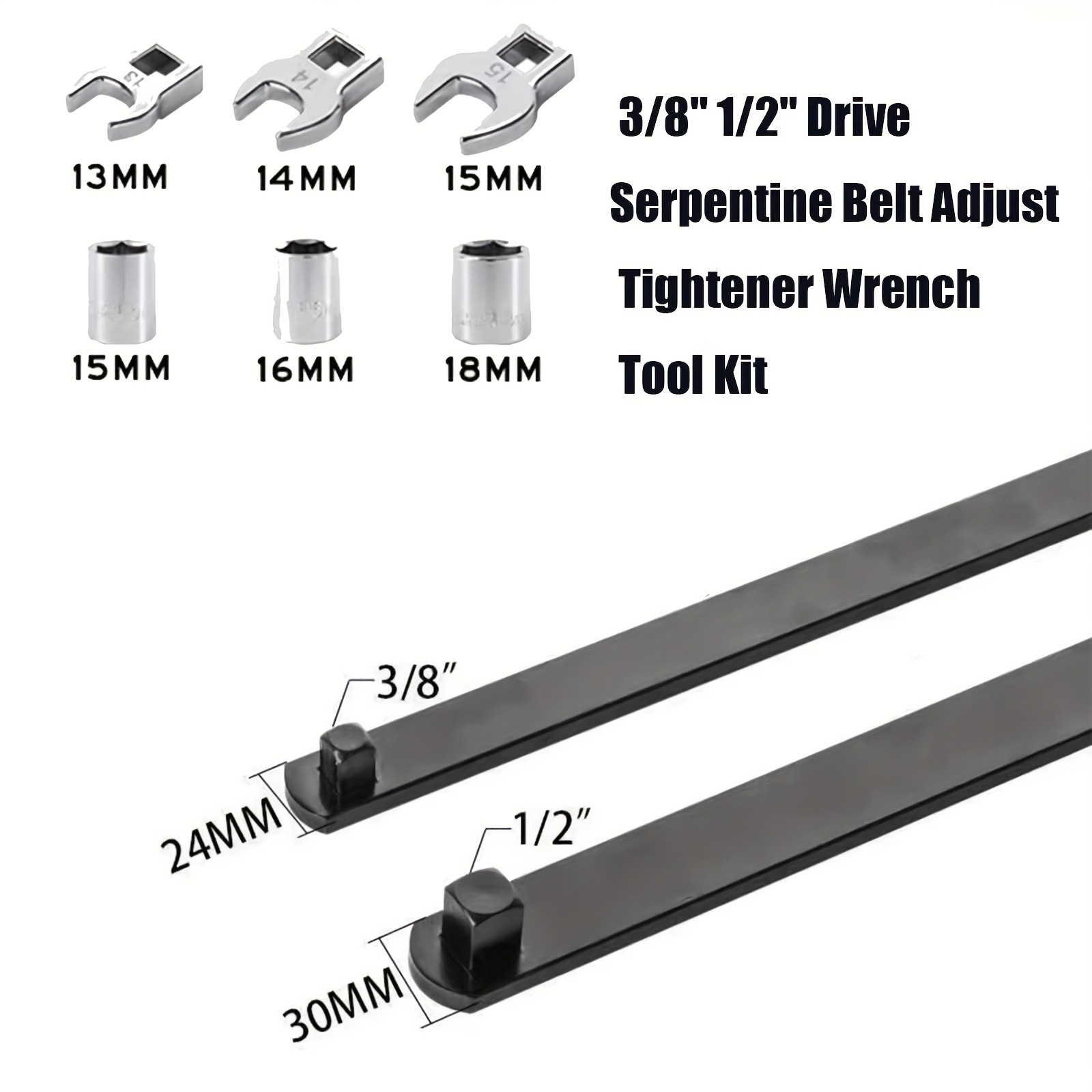 Serpentine Belt Tool Kit,Universal 3/8″ 1/2″ Drive Serpentine Belt Adjust Tighte