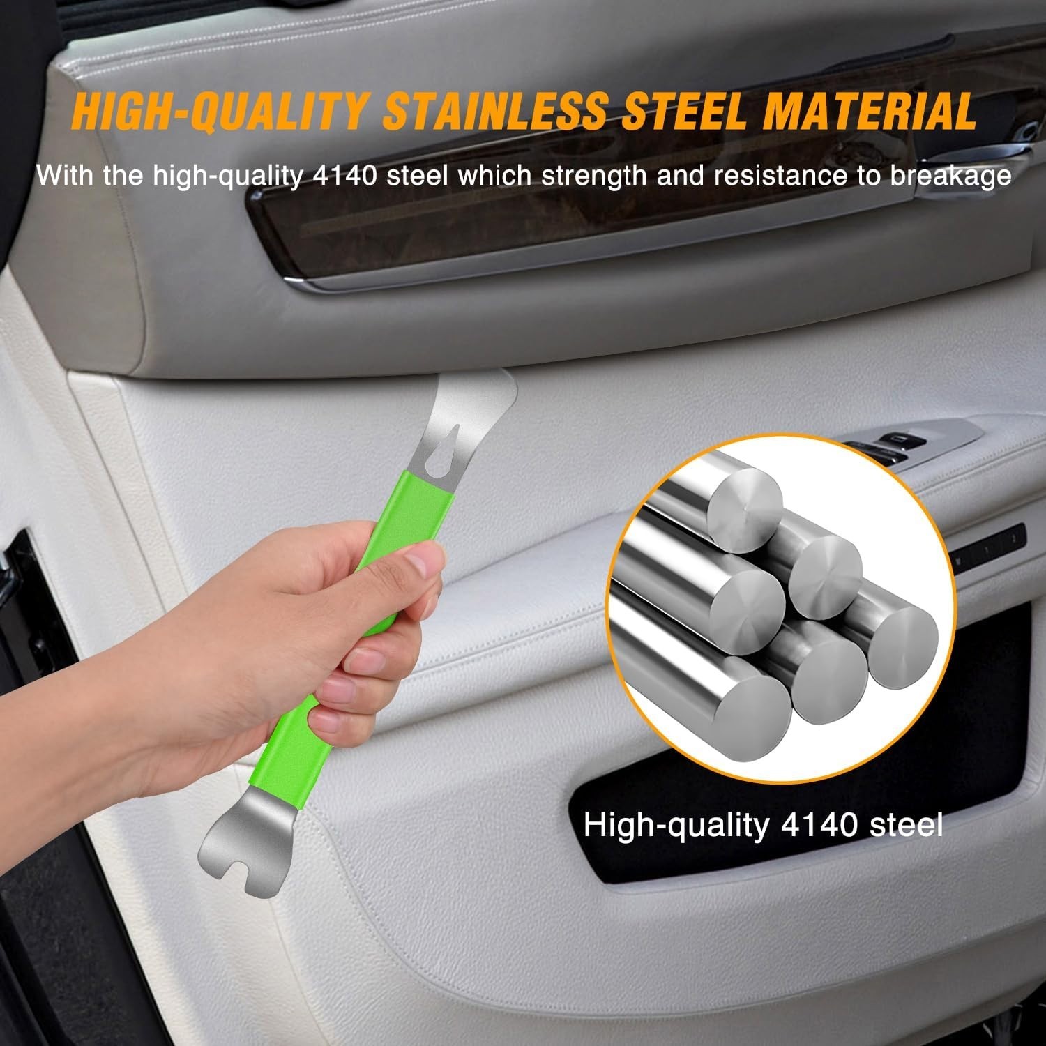 11 PCS Ergonomic Trim Removal Tools for Effortless Car Interior Repairs – Green