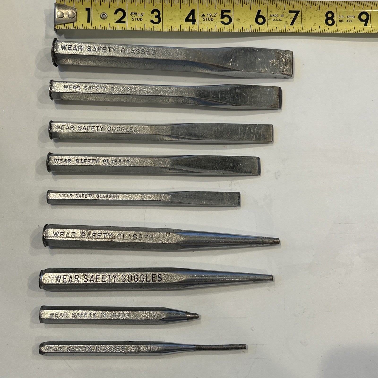 Vanadium USA Tool Company 9pc Chisel & Drift Punch Set