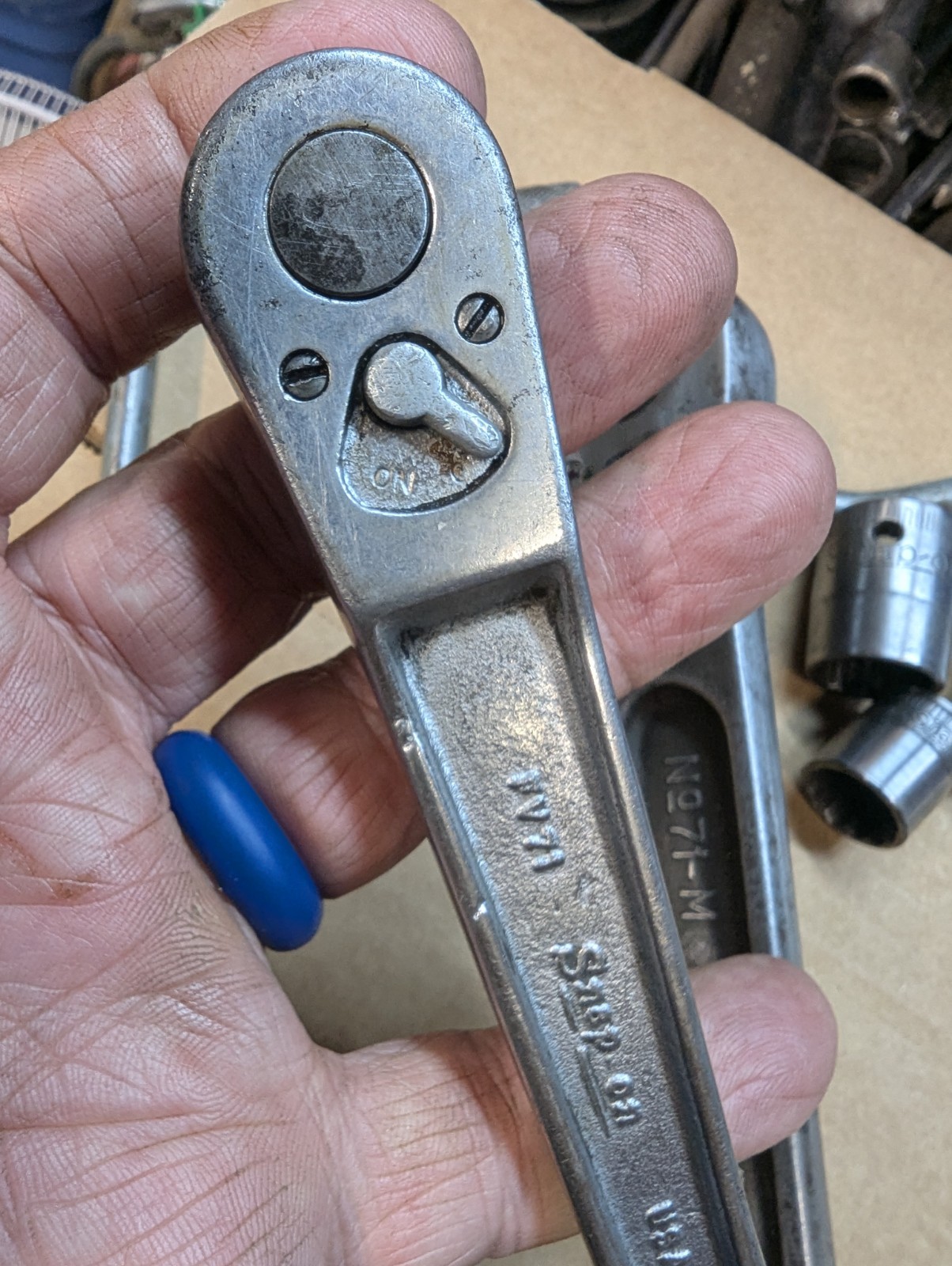 Antique lot 6 Snap-On Ratchets Speed Wrench & sockets ½, 3/8, ¼, 71M, FV71, M44