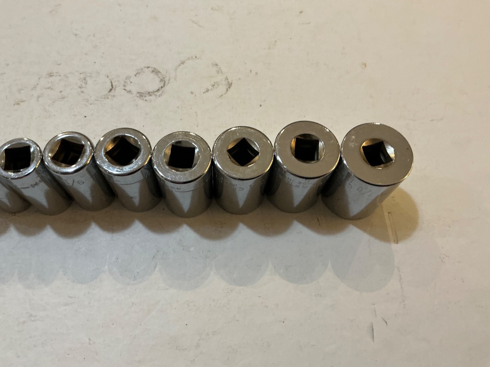 RARE Craftsman USA Mid-Length Semi-Deep SAE 9pc socket set 3/8” Dr 6Pt 3/8”-7/8”