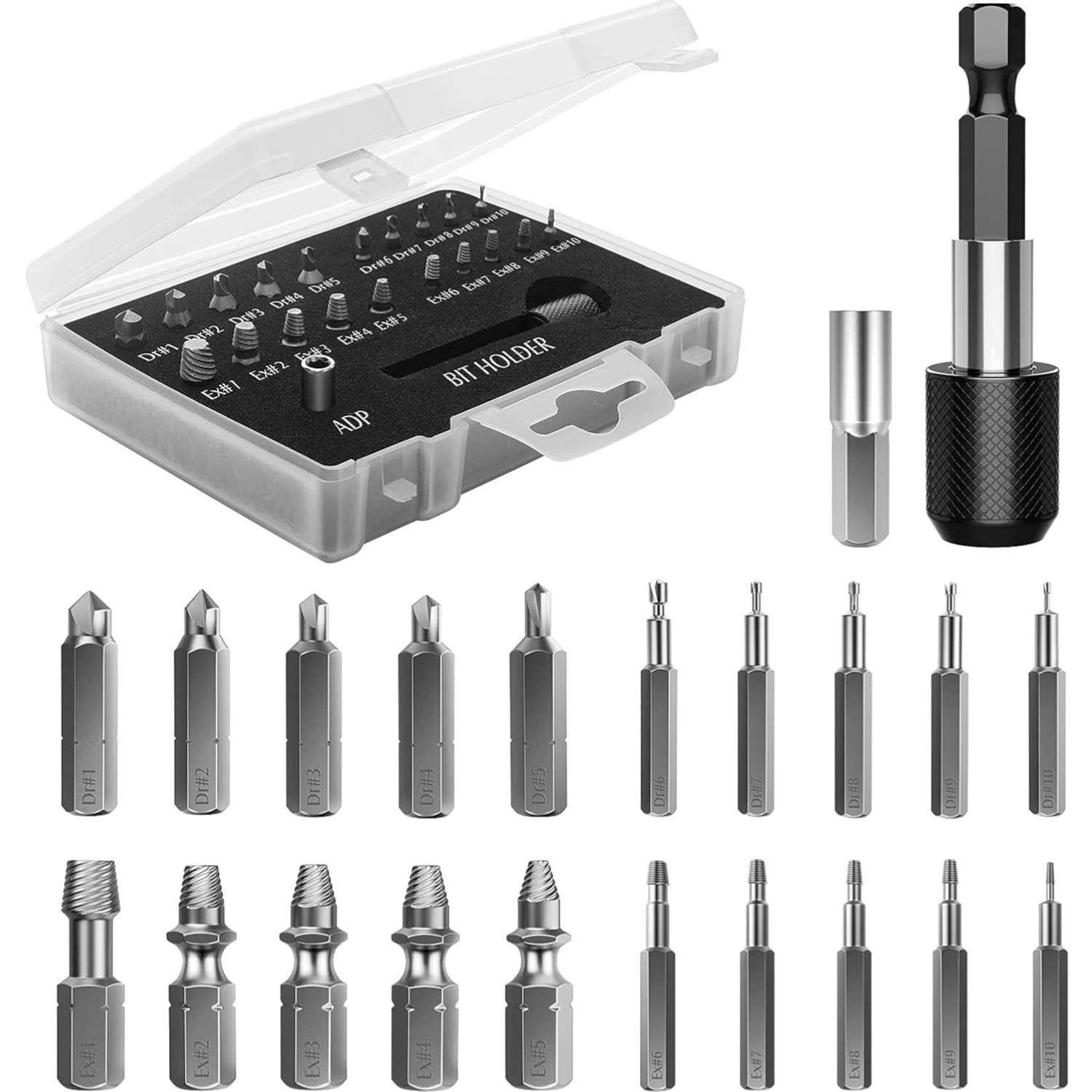 Damaged Screw Extractor Set 22 pcs High Speed Steel Remover Kit for All-purpo…