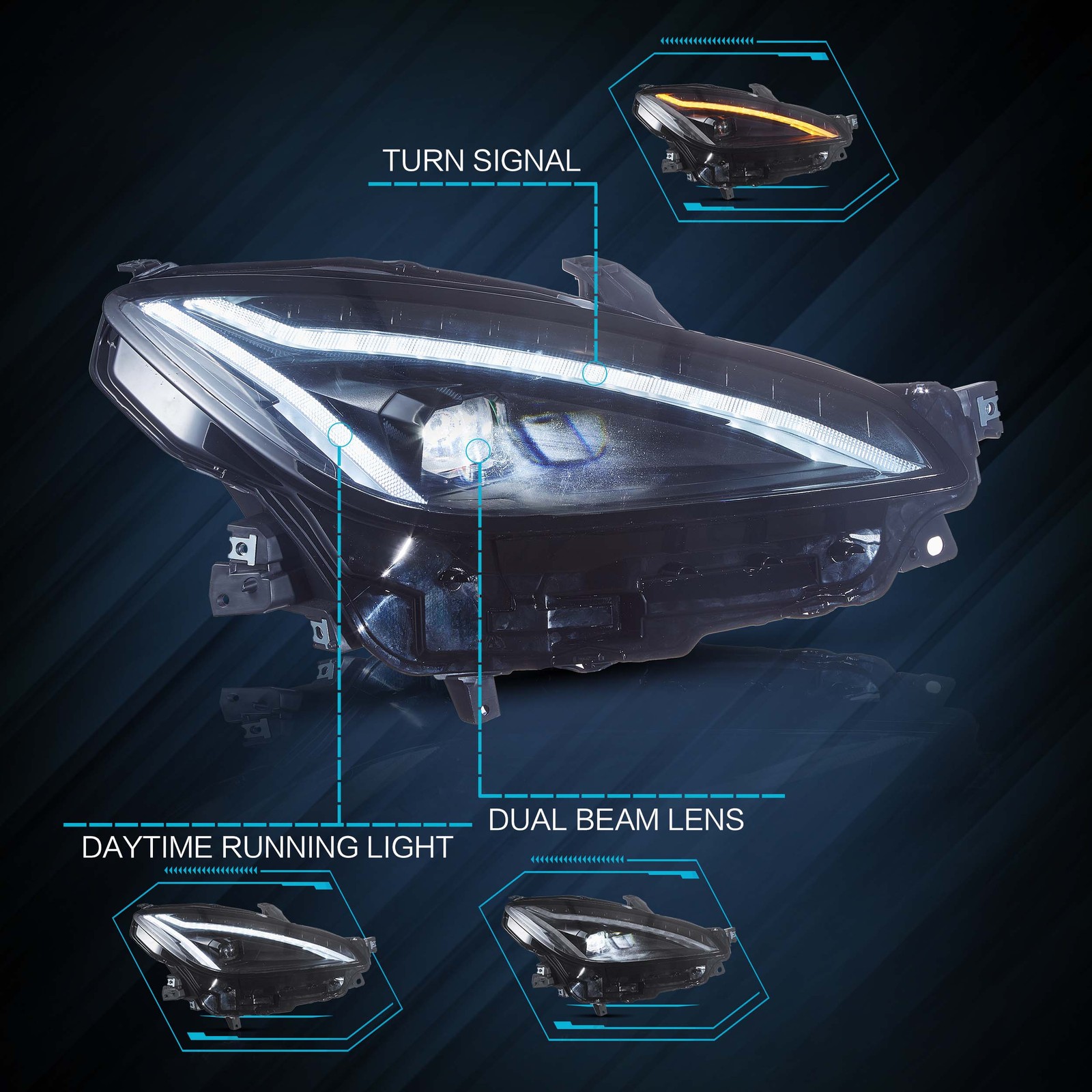 2X Projector Headlights for TOYOTA GR86/Subaru BRZ 2022-2024 Sequential Lamps