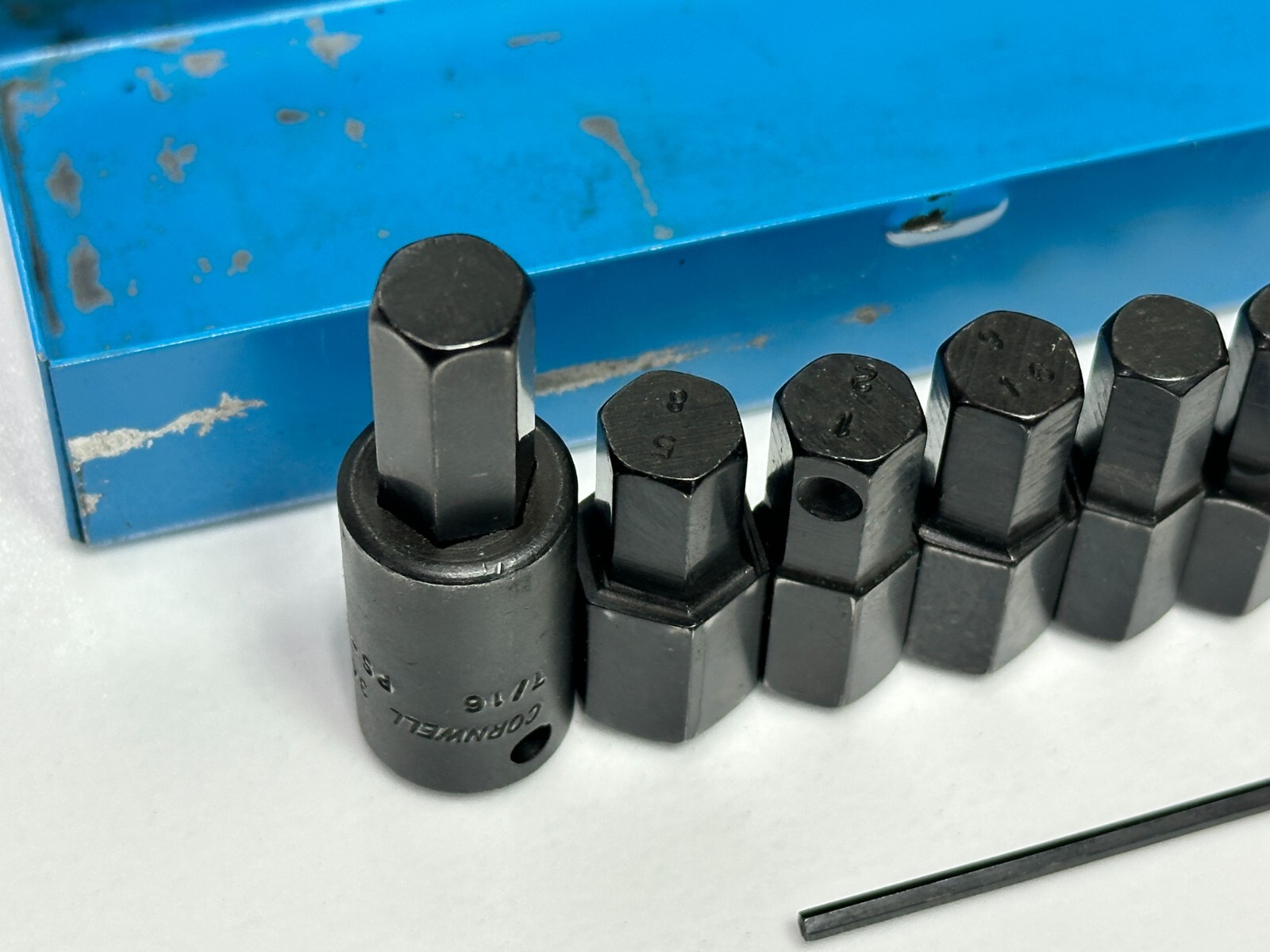 Cornwell Tools USA SKA-211S 3/8” Drive 11pc SAE Hex Bit Set in Blue Metal Case