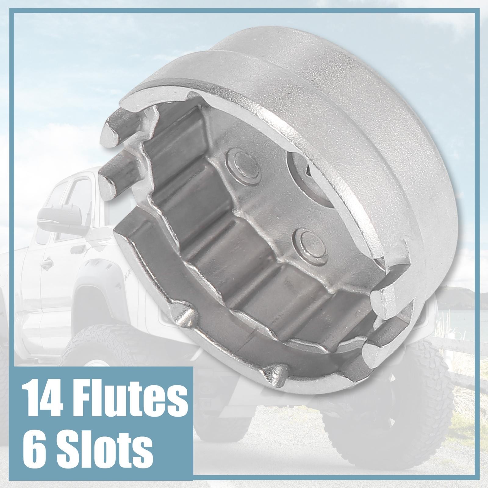 Oil Filter Wrench 14 Flutes 6 Slots 64.5mm Oil Filter Cap for Toyota Silver Tone