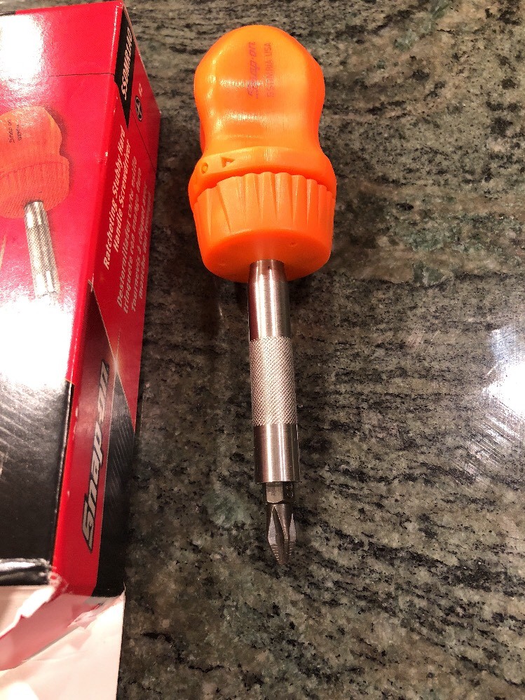 Snap On ssdmr1ao ratcheting stubby hard handle screwdriver with 1 bit orange