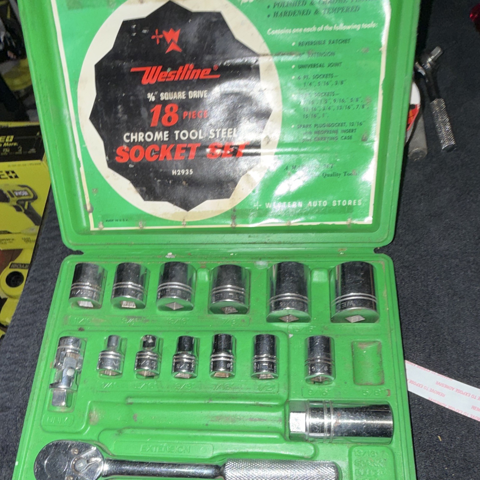Westline Made In USA 15 Piece 12pt 3/8″ Drive Chrome SAE Socket And Ratchet Set