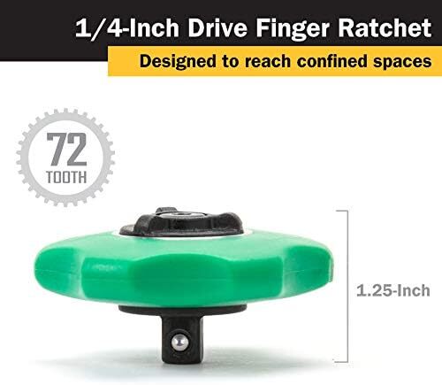 Titan Tools 1/4-Inch Drive 72-Tooth Finger Ratchet 12090
