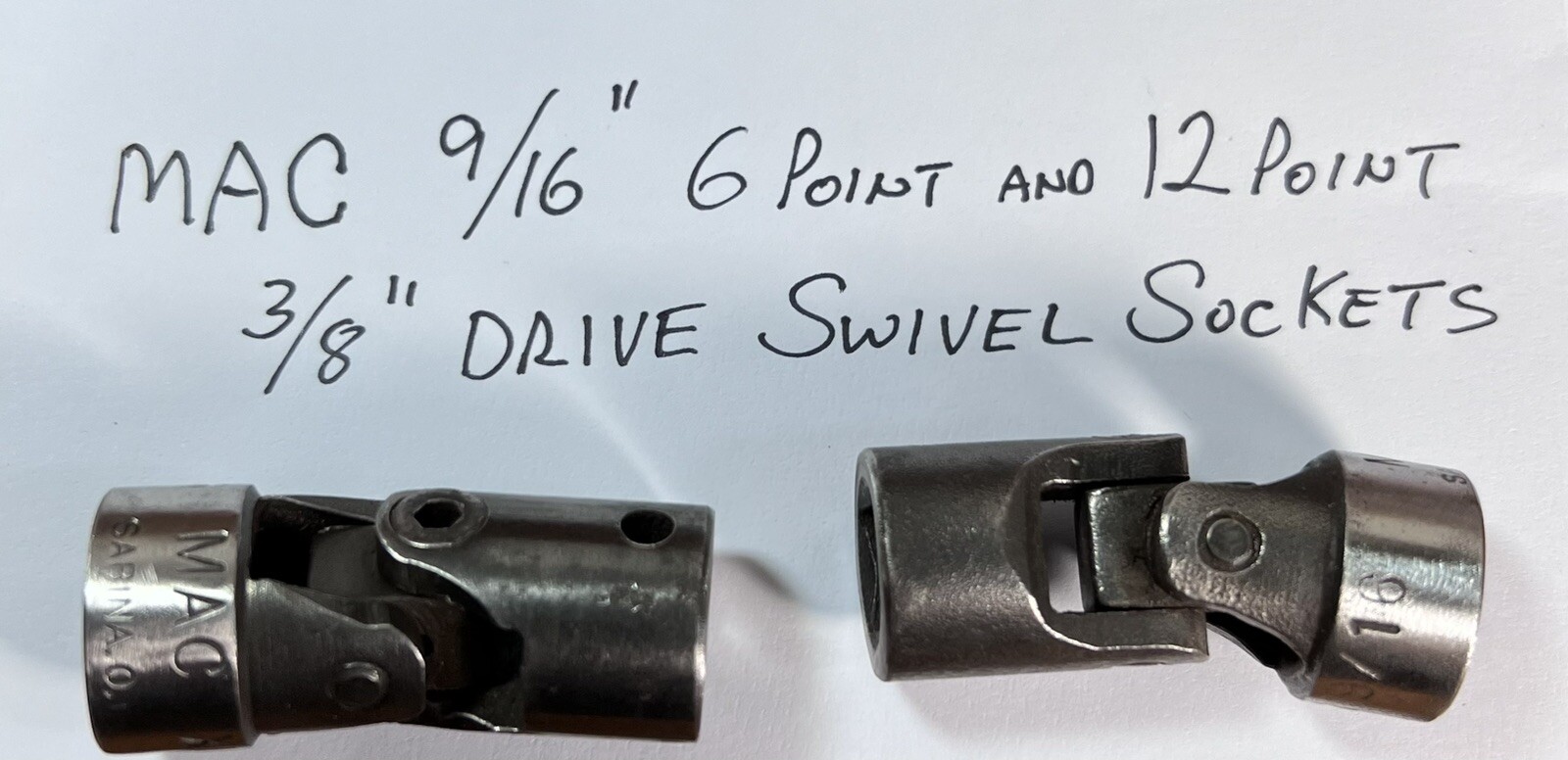 MAC, XU182 & XU186, 3/8” Drive, 9/16” 12 Point & 6 Point Swivel Sockets