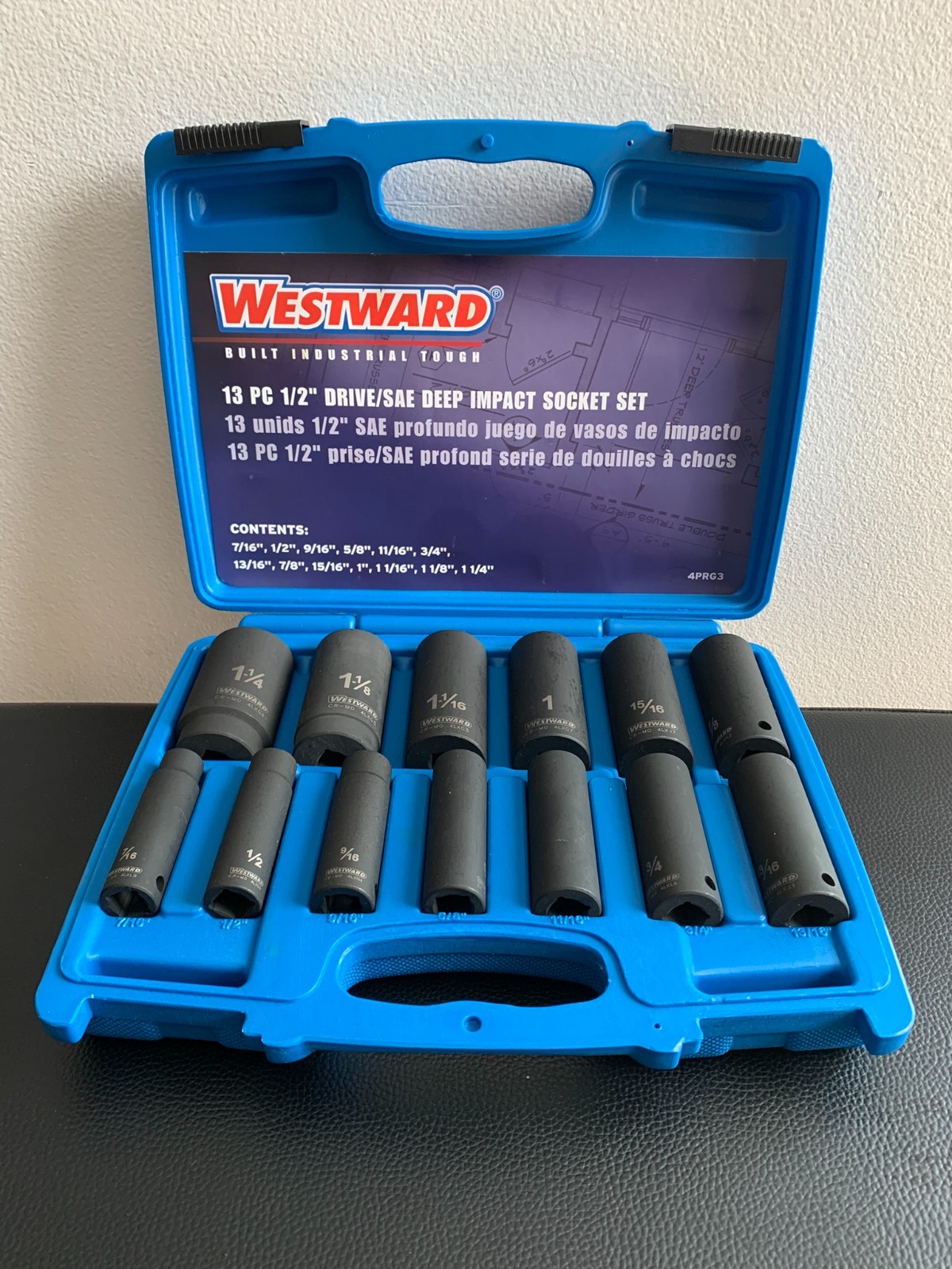 Brand New Westward 4PRG3 1/2″ Drive SAE Deep Impact Socket Set 13 Pc