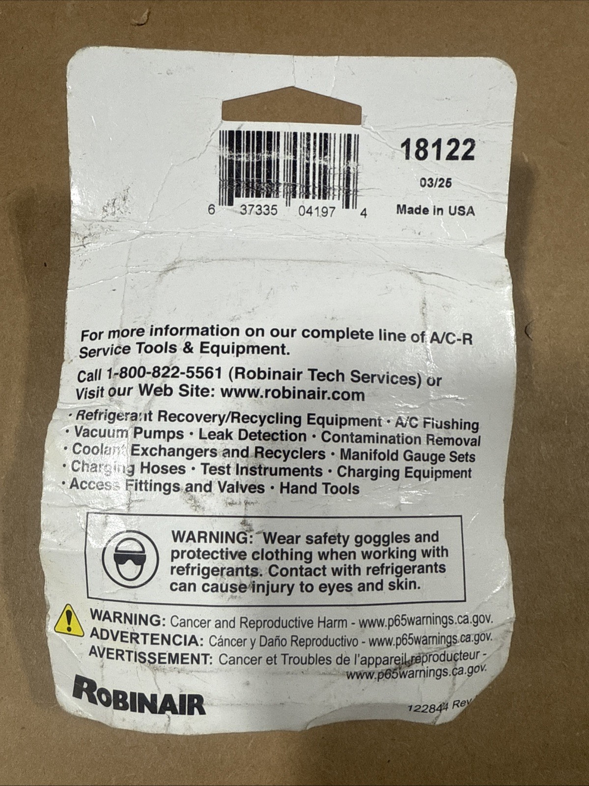 Robinair 18122 Blue Low-Side Service AC Coupler For AC1234-6 NEW