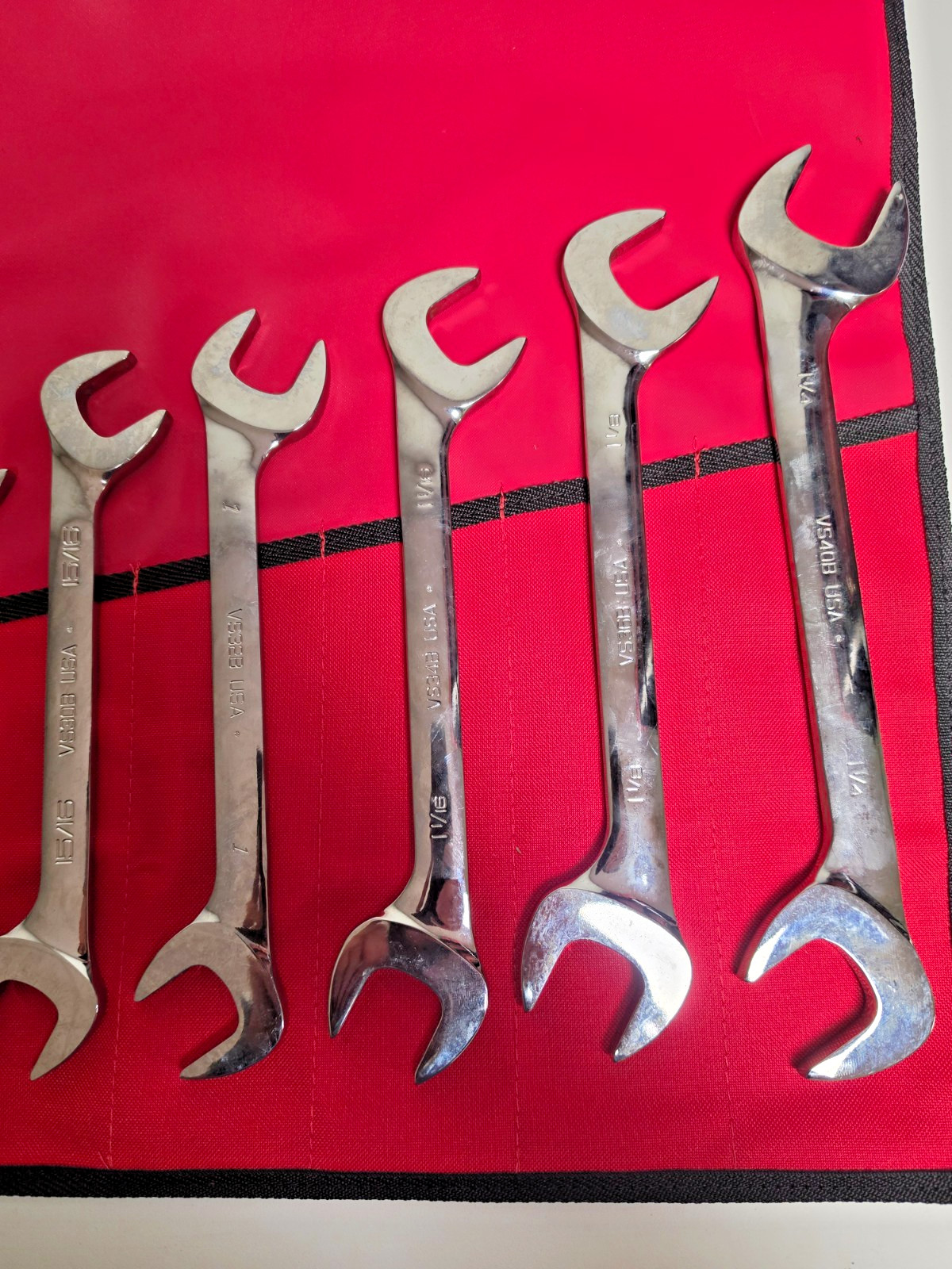 Snap-On VS814A 14‑Pc SAE Four-Way Angle Open-End Wrench Set 3/8 to 1-1/4″ NEW