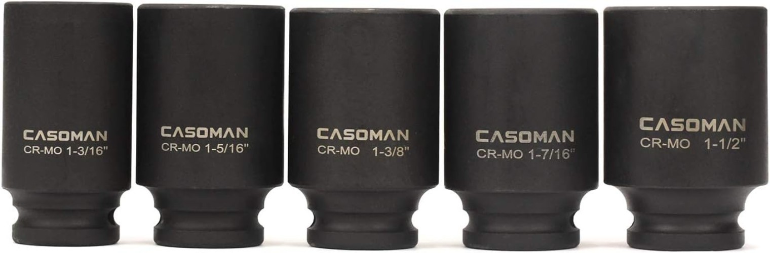 1/2-Inch Drive Deep Spindle Axle Nut Impact Socket Set, 1/2″ Drive Deep Impac…