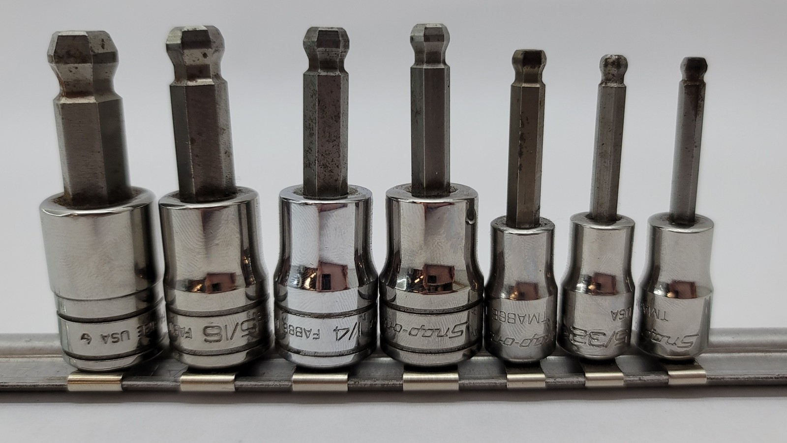 7/8pc Combination Drive SAE Standard Ball Hex Bit Socket Set -Missing Bit