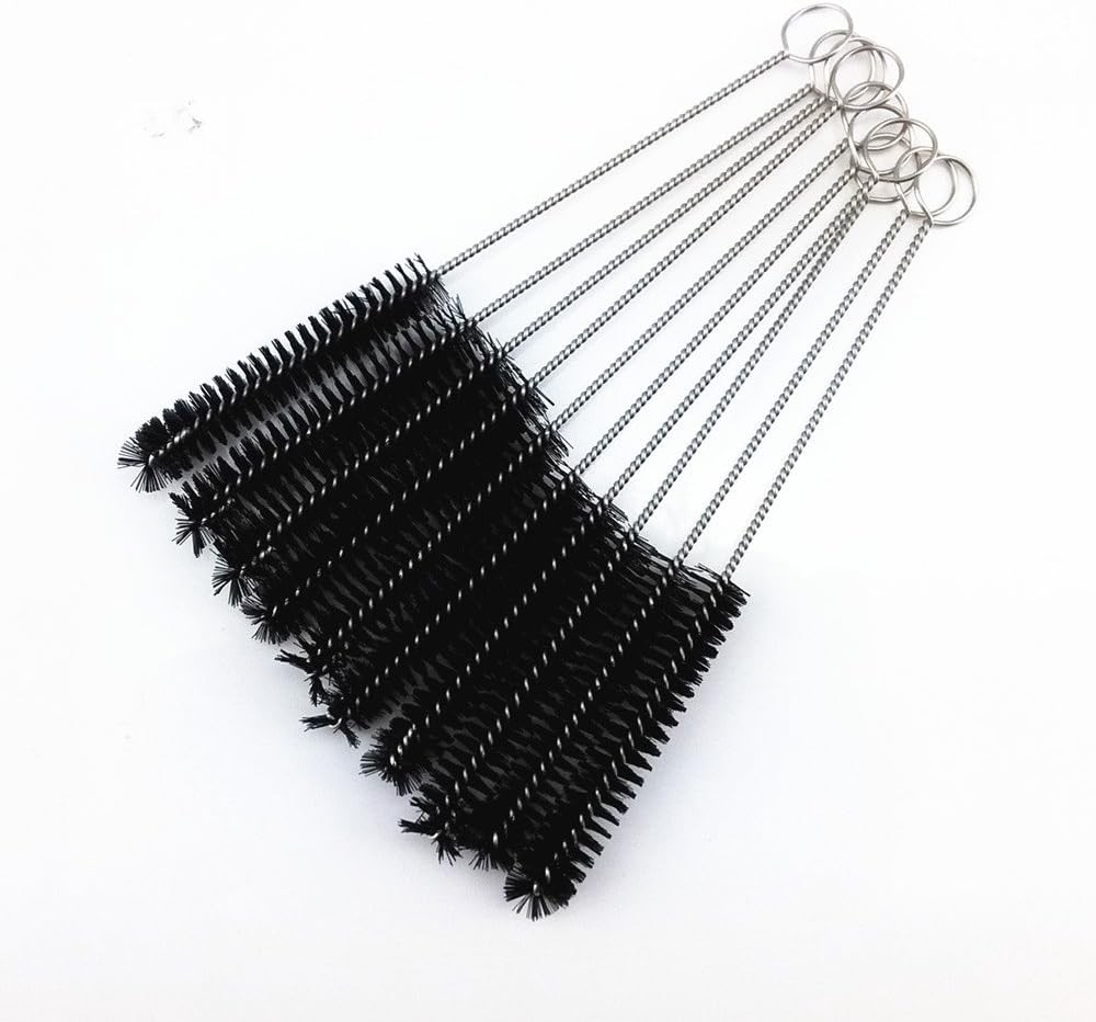 yueton?Pack of 10 Black Nylon Tube Pipe Nozzle Brush Dia 10mm with Wire