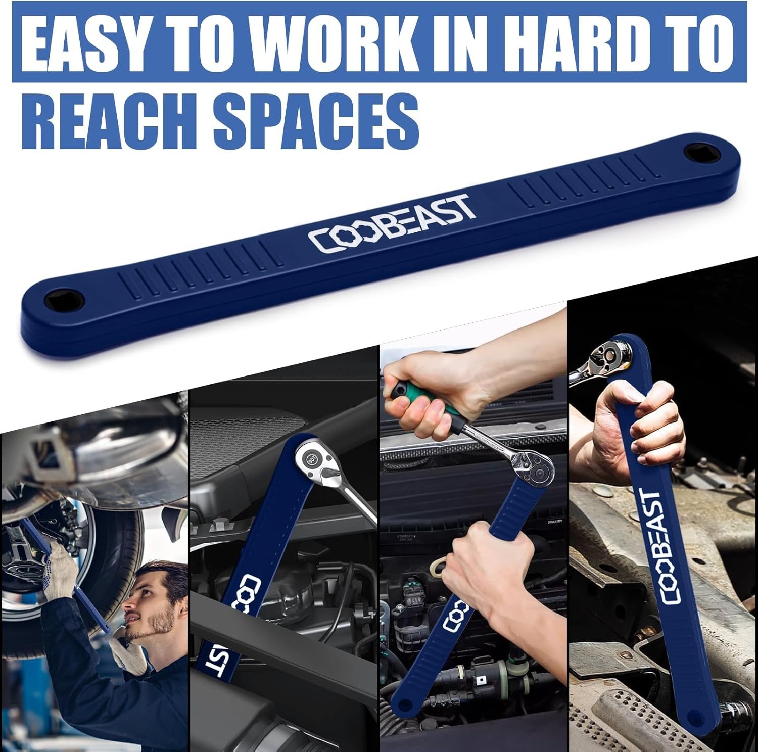 High Carbon Steel Offset Wrench Extender with Multiple Drive Adapter Sizes