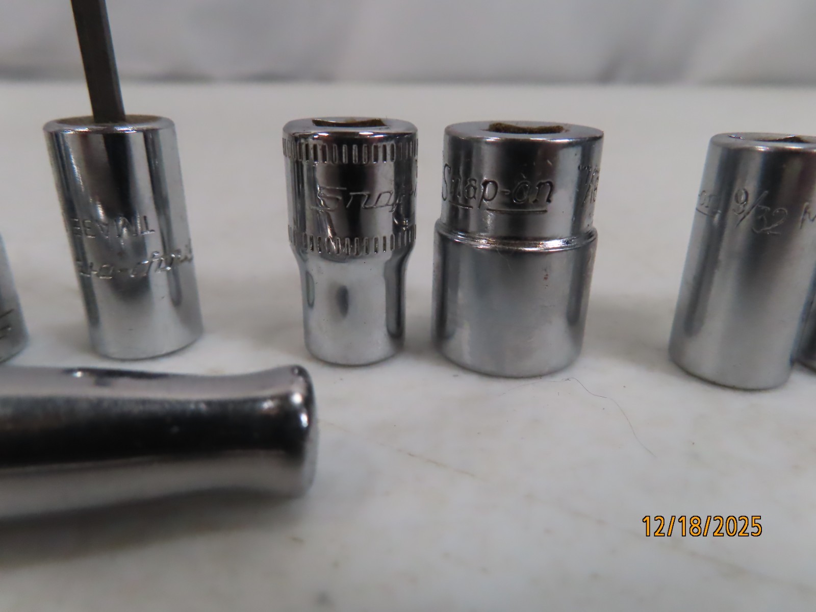 Estate Lot (11) SNAP ON TOOLS 1/4″drive Ratchet GM70M + asst Sockets CLEAN *133*