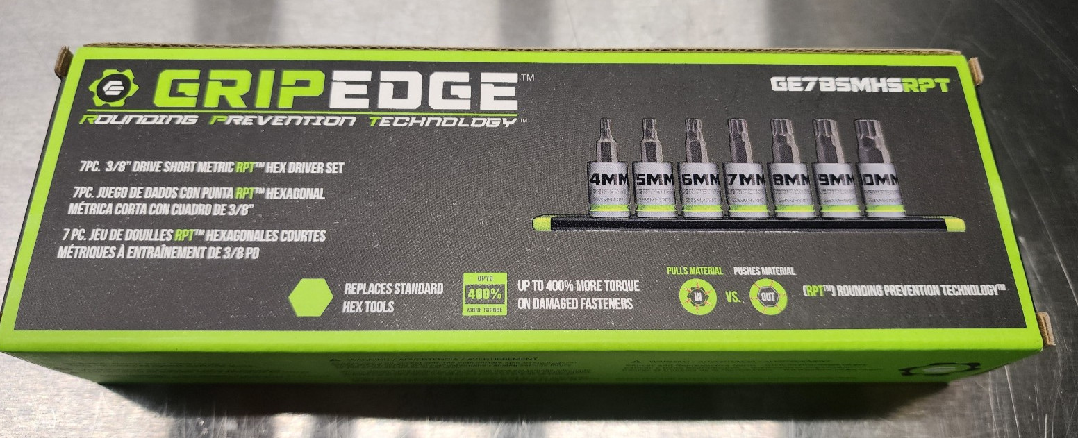 Grip Edge 3/8″ Drive 7PC Metric Hex Socket Set Short – GE7BSMHSRPT