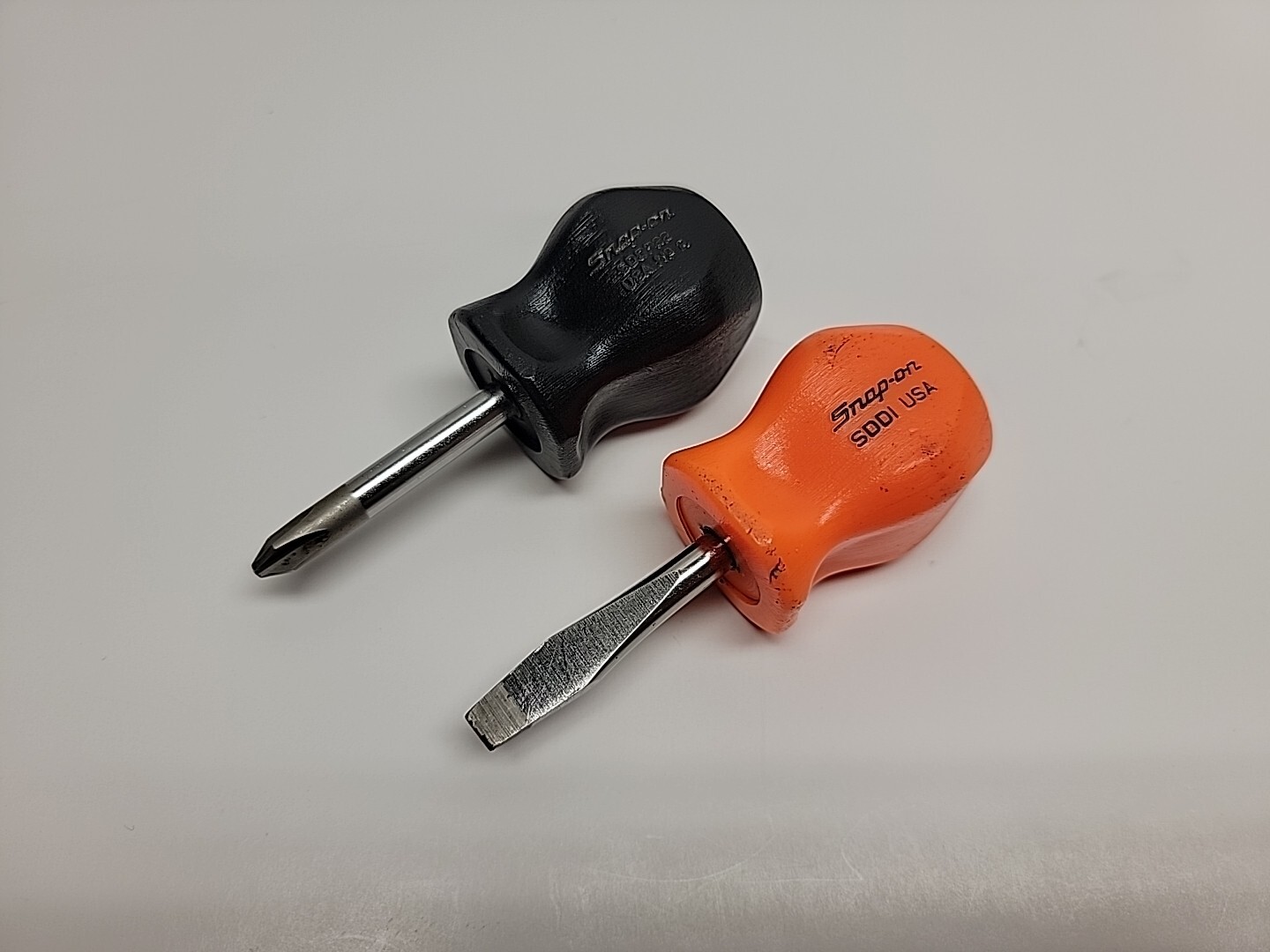 Snap On Tools ORIGINAL Stubby Screwdriver Set SDD1 & SDDP22 Orange/Black Handle