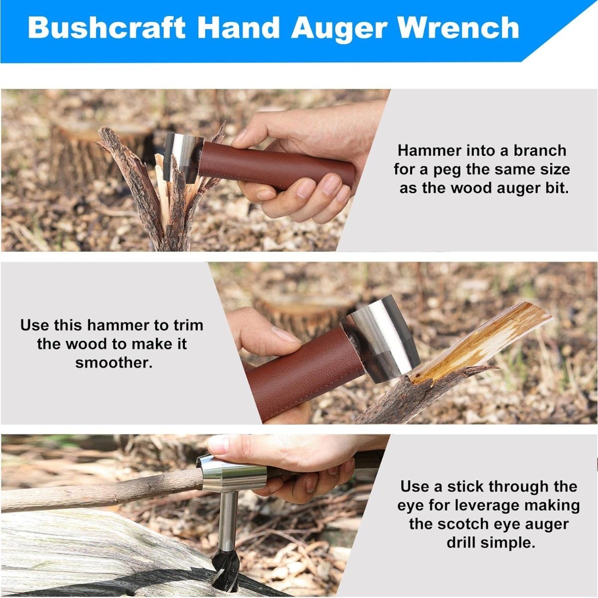 Survival Tools For Bushcraft Settlers Wrench adhesive Eye Auger Drill Bit