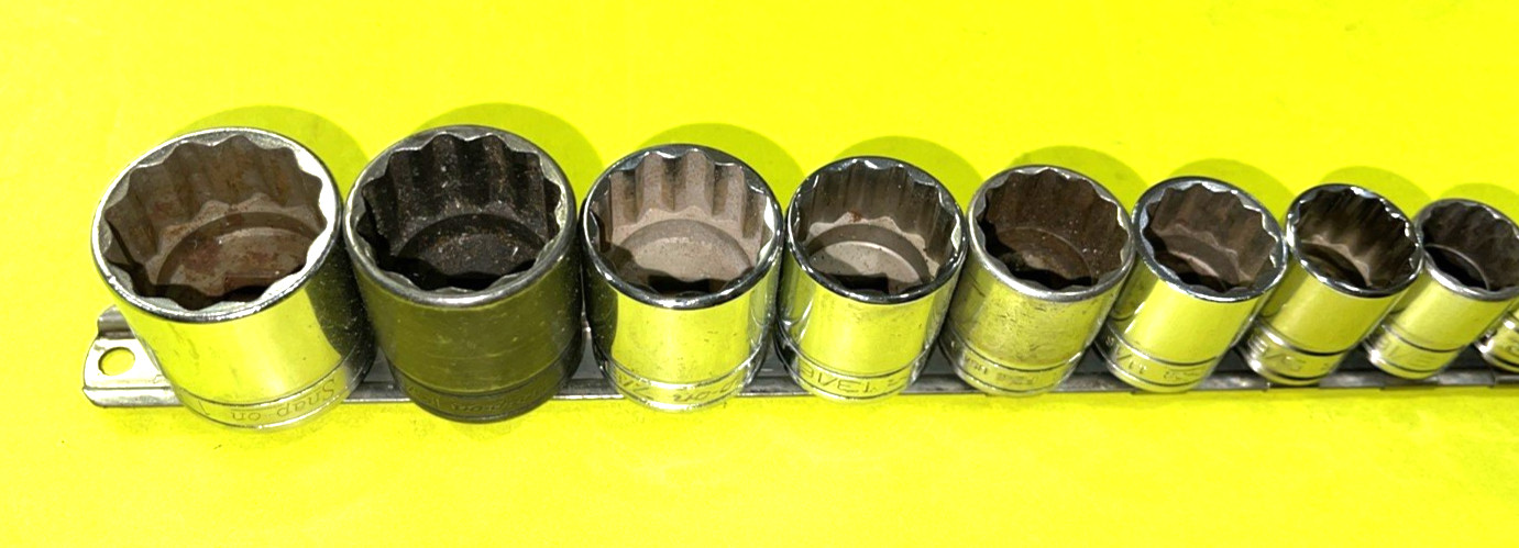 SNAP-ON TOOLS 14 PIECE 3/8 DRIVE SAE. SHORT CHROME SOCKET SET 12-POINT