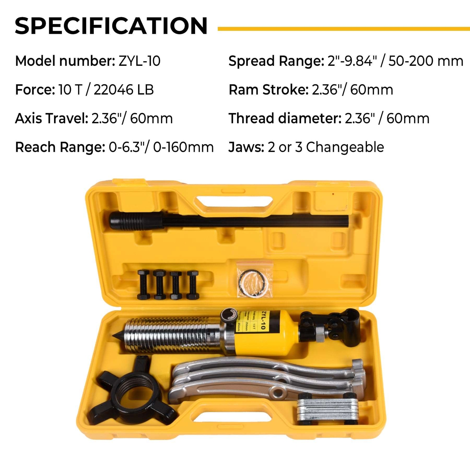 10Ton Hydraulic Gear Puller 2 or 3 Jaws Hydraulic Puller Separator Tool Set