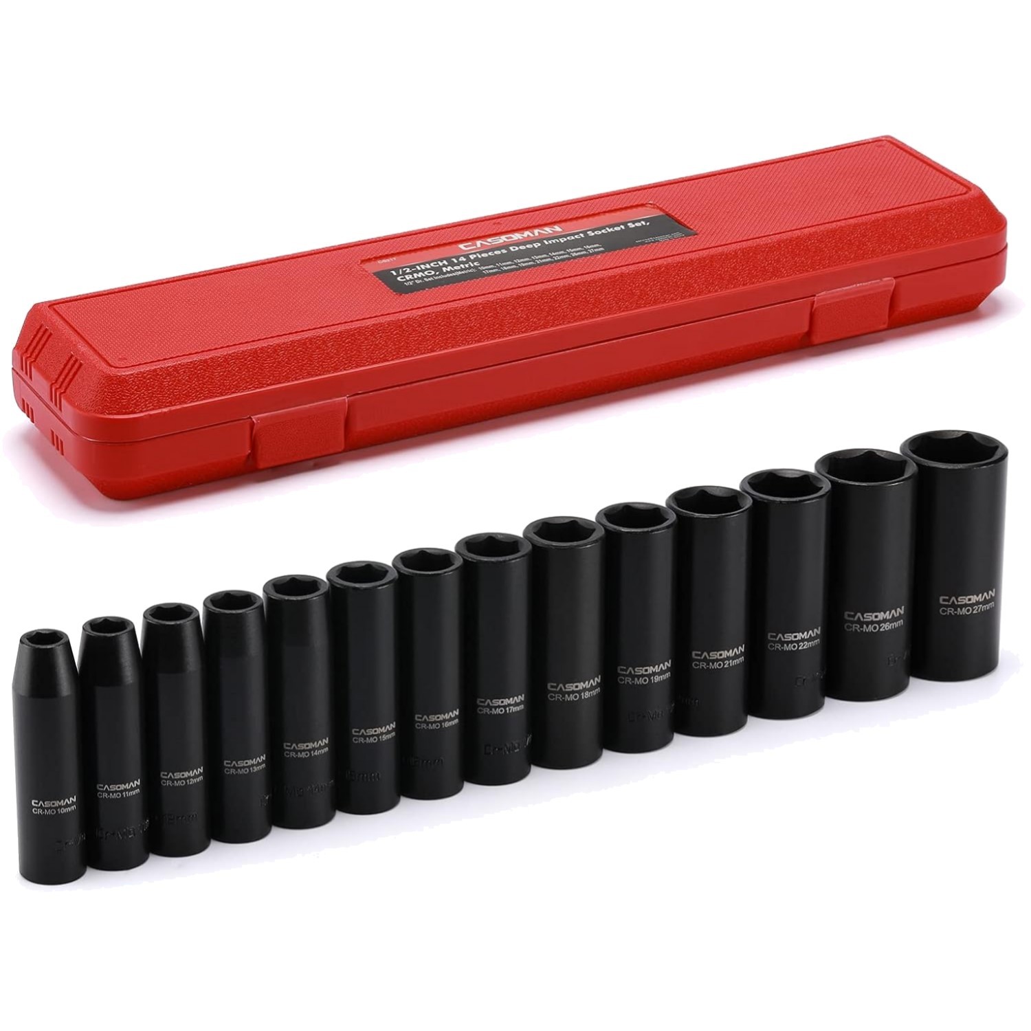 Deep Impact Socket Set with 6-Point Flank Drive Design – 14 Pieces