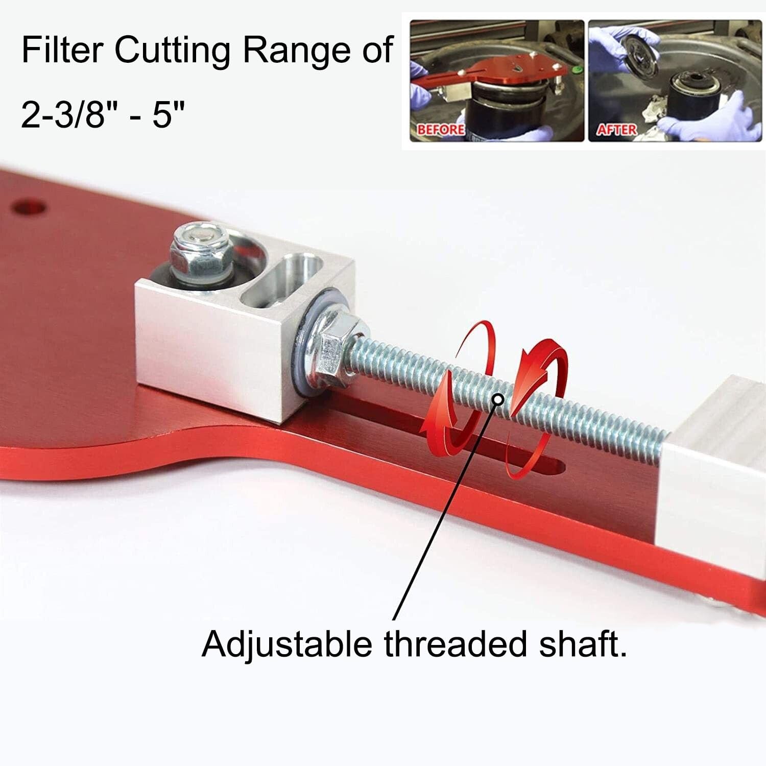 MOCW 77750 Oil Filter Cutter Billet Aluminum Universal Red