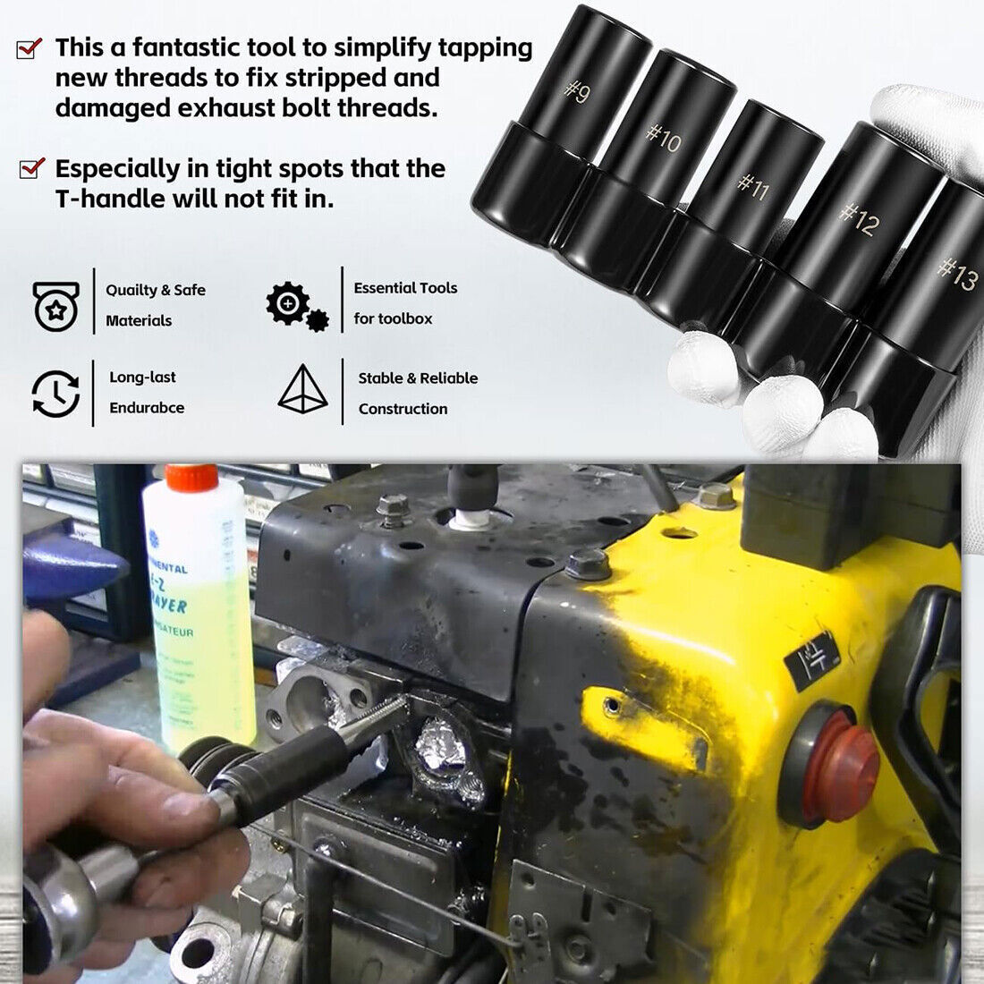 5Pcs Black 71670 Large Tap Socket Set Fits 5/8″, 11/16″, 3/4″, 7/8″ & 1″ Taps