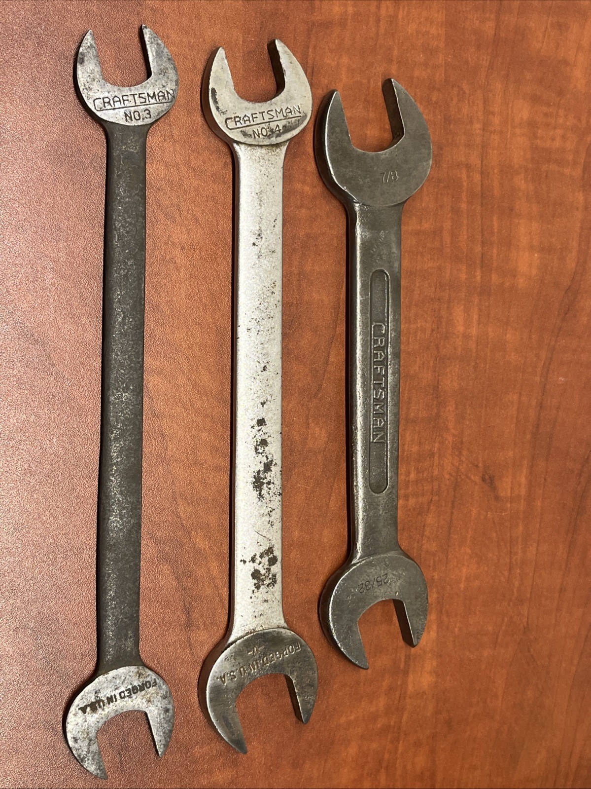 Vintage craftsman open ended wrenches USA Made. No. 3 No. 4 & 1031 Underline C