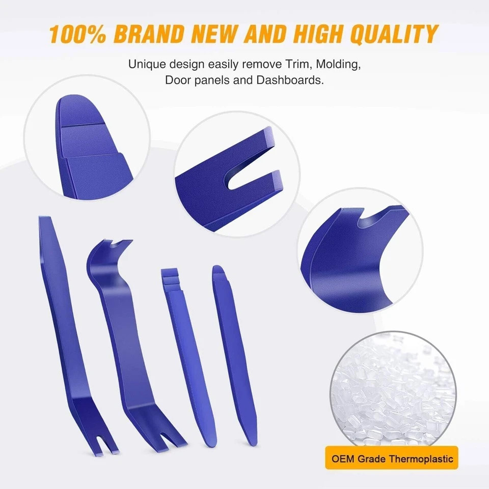 Plastic Trim Removal Pry Tool fits Car Radio Panel Door Dash Clip Fastener Bule