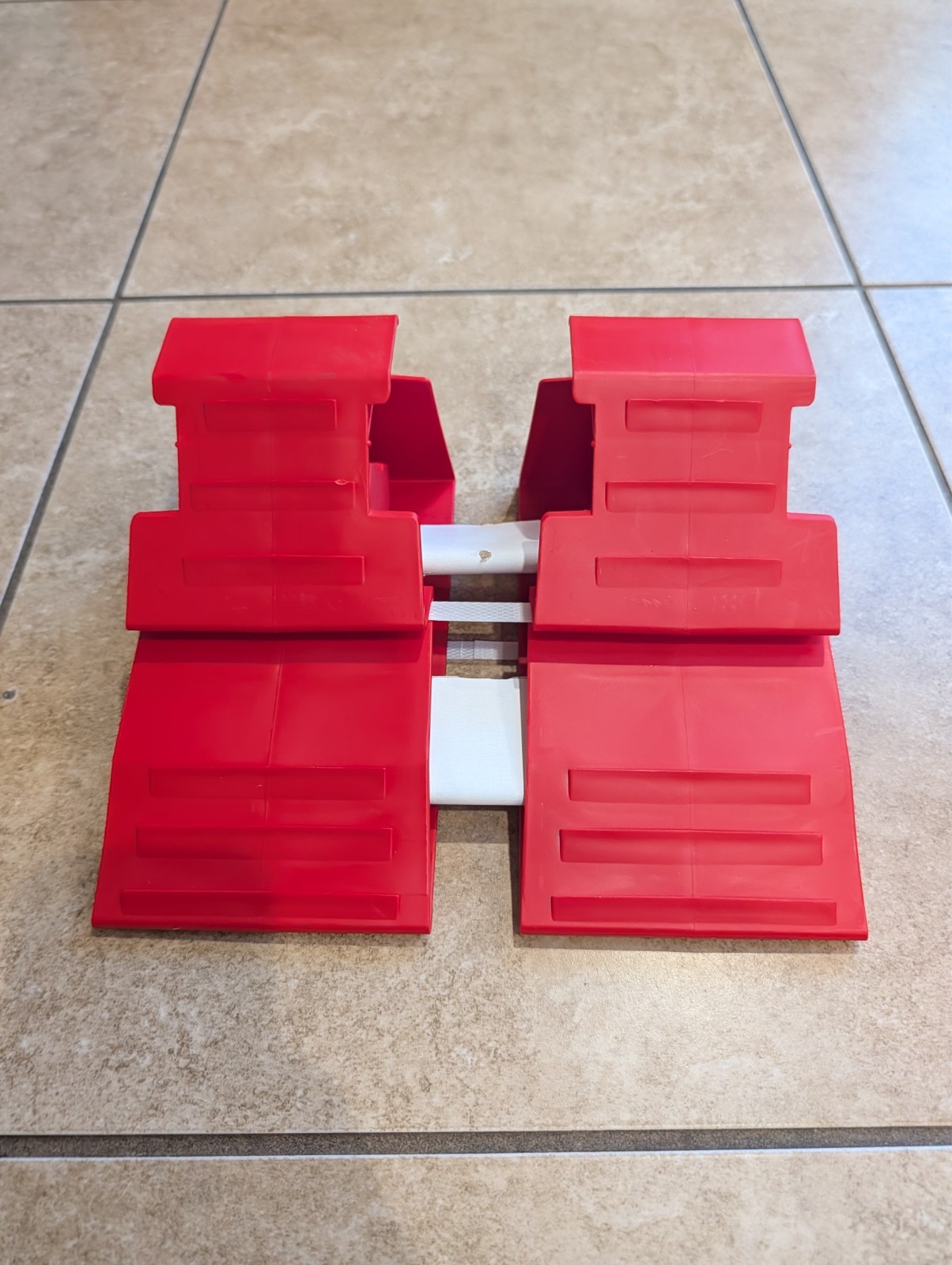 Red Wheel Chocks Stops, 2 Chocks, Durable 9 x 5 x 5 inches, Brand New
