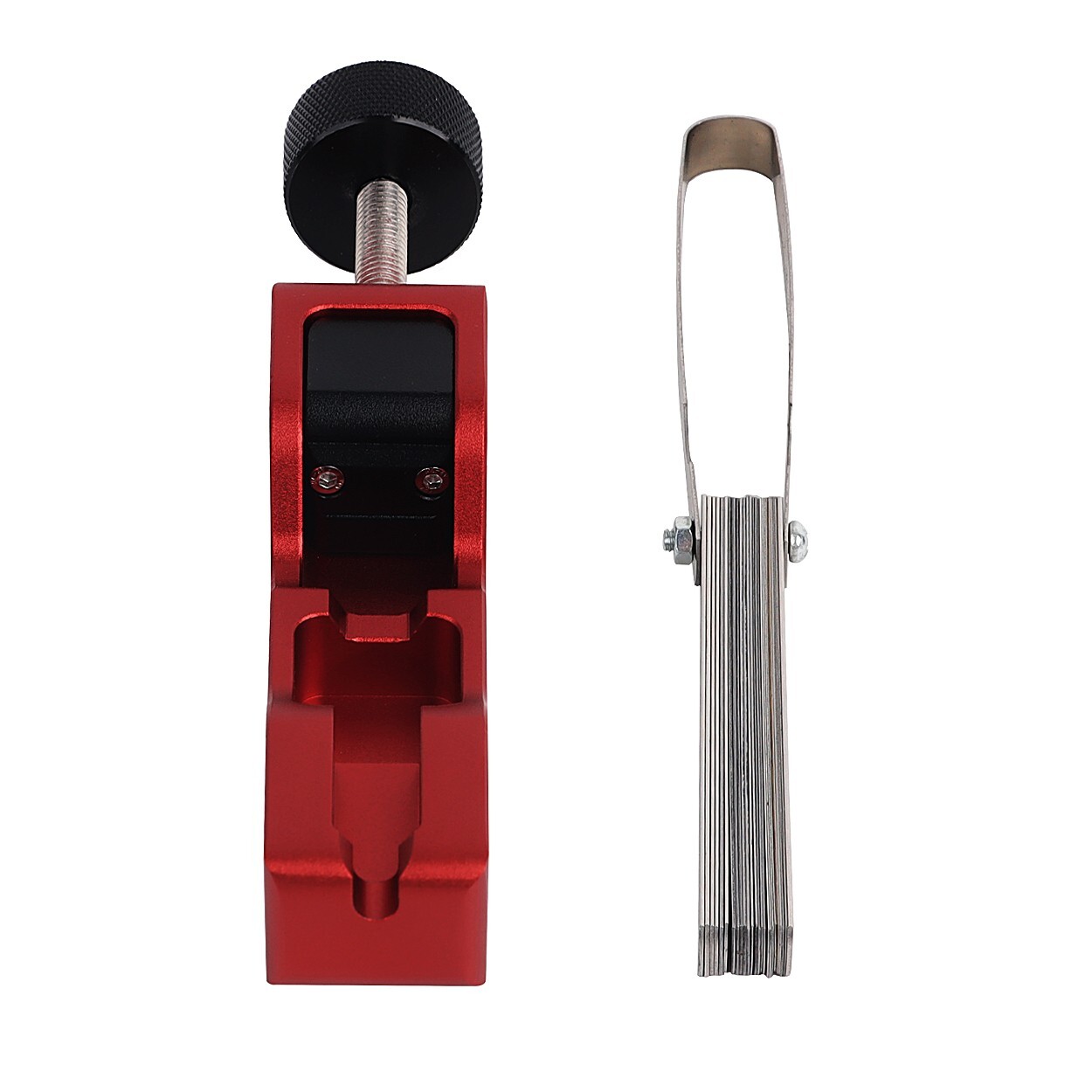 LokoCar Universal Spark Plug Gap Tool With 32 Blades Steel Feeler Gauge Red