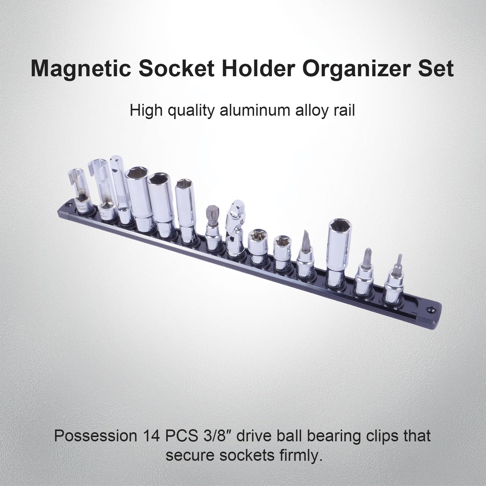 CXPRO Magnetic Socket Holder Organizer Set:3/8-Inch Drive 3/8, Black