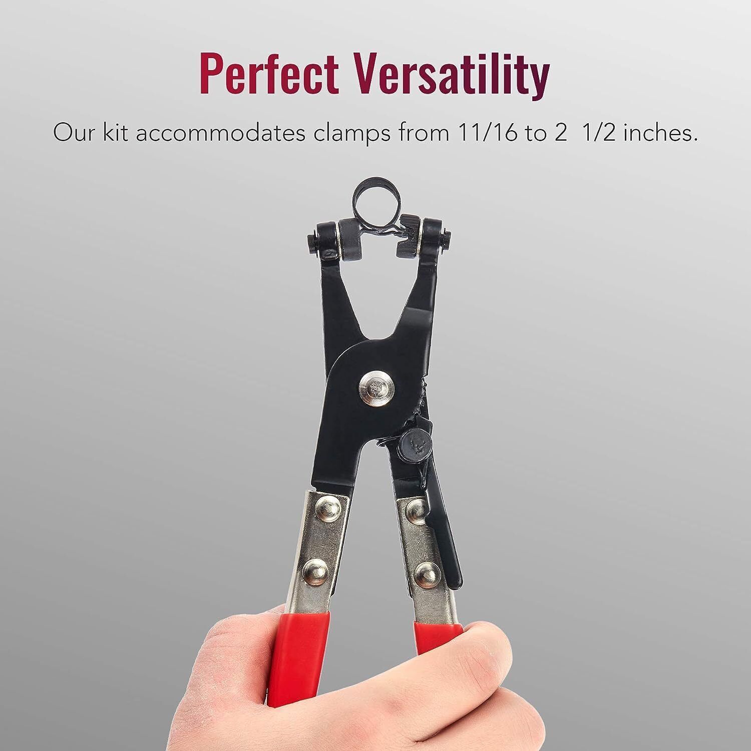 Flexible Automotive Hose Clamp Clip Plier Tool Set Swivel Jaw Flat Angled Band